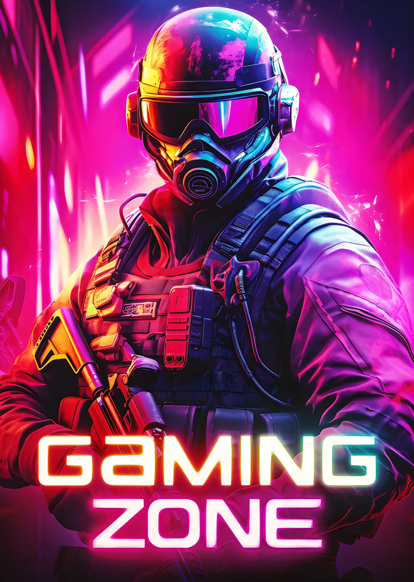 Gaming Zone - Neon Taktik Kask metal tablo