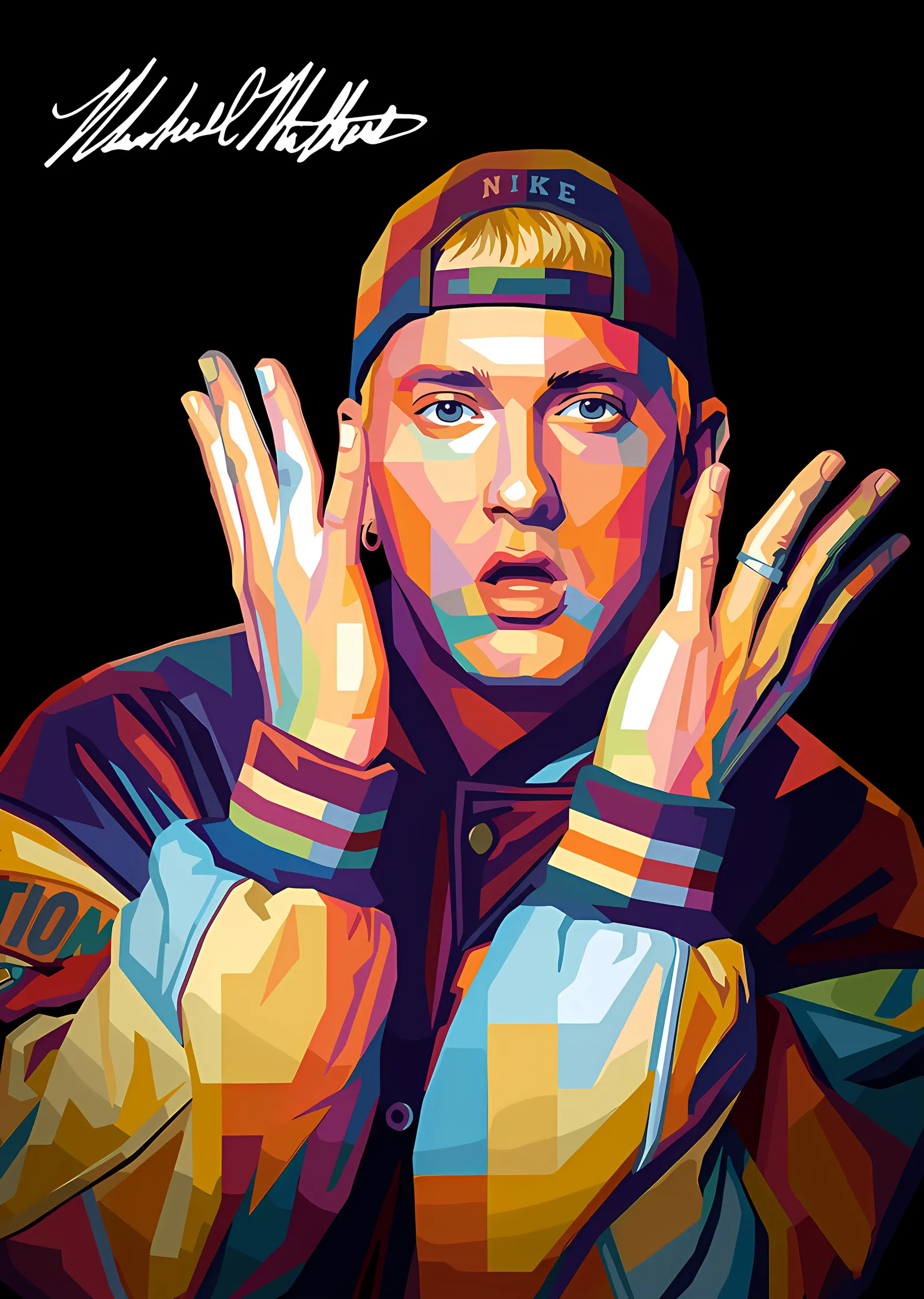 Eminem - Geometrik Pop Art metal tablo
