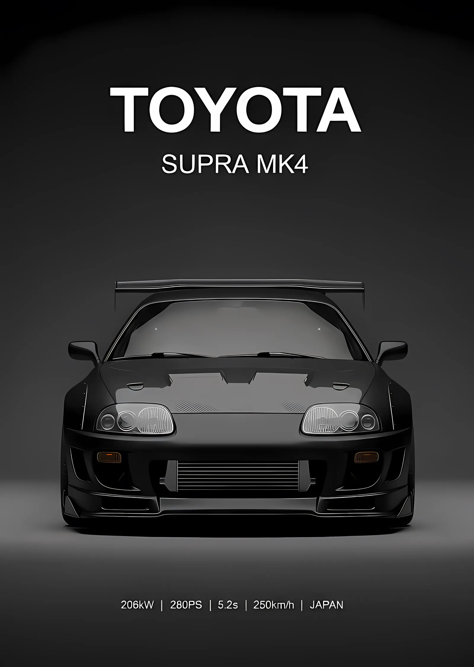 Toyota Supra MK4 - Karanlıkta Ön Görünüm metal tablo