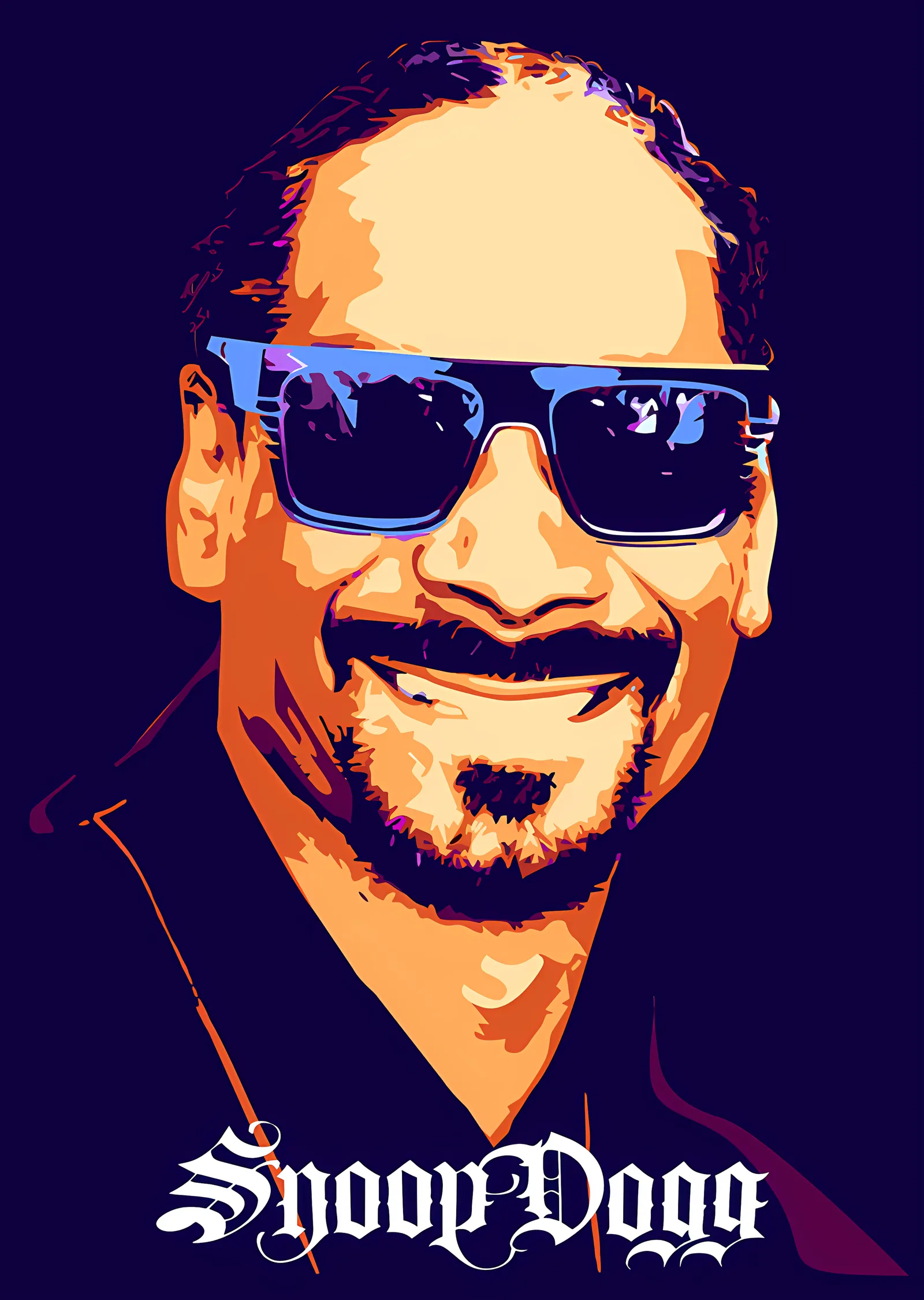 Snoop Dogg - Mavi Zeminde Vektör Portre metal tablo