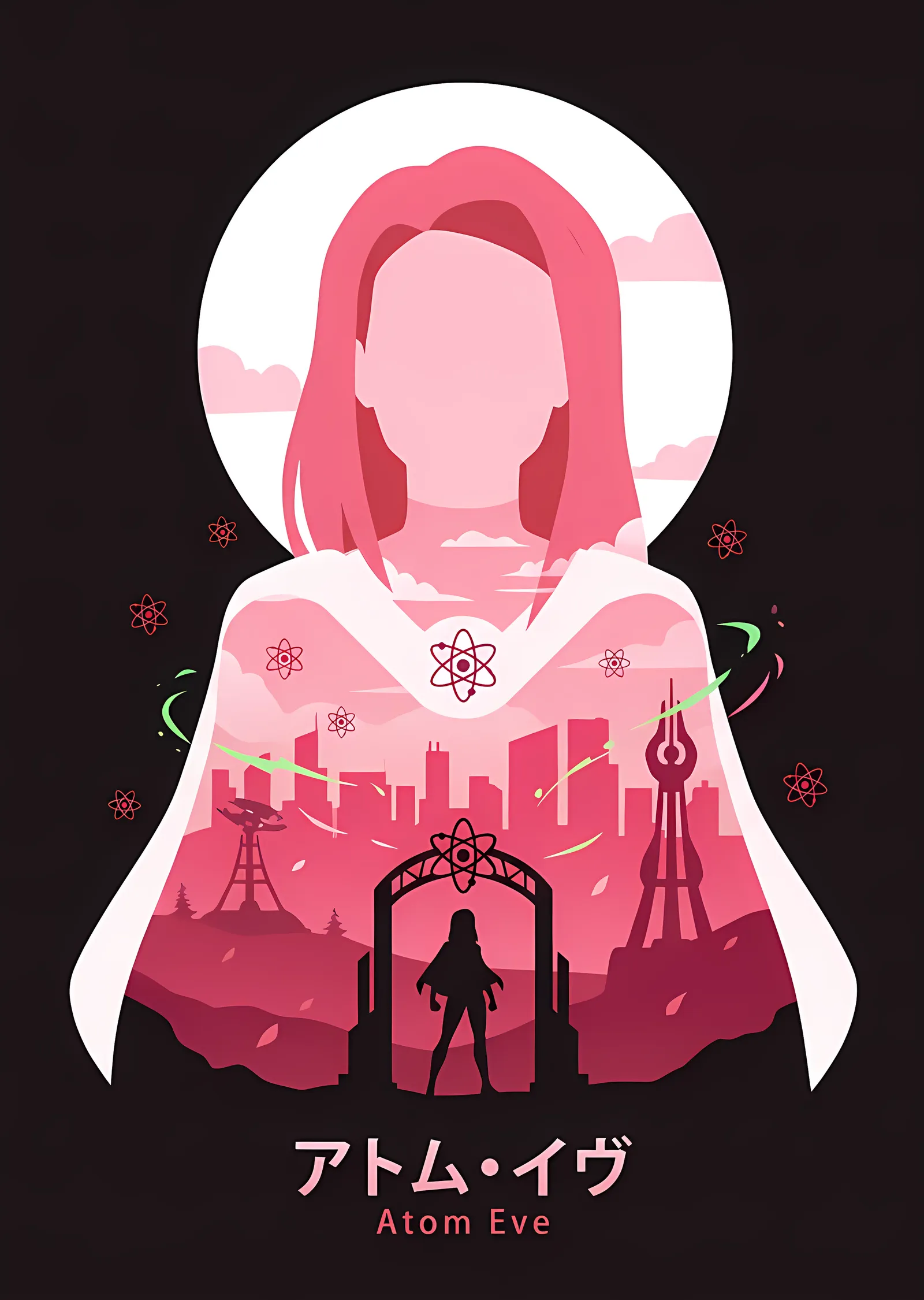 Atom Eve - Pembe Çift Pozlama metal tablo