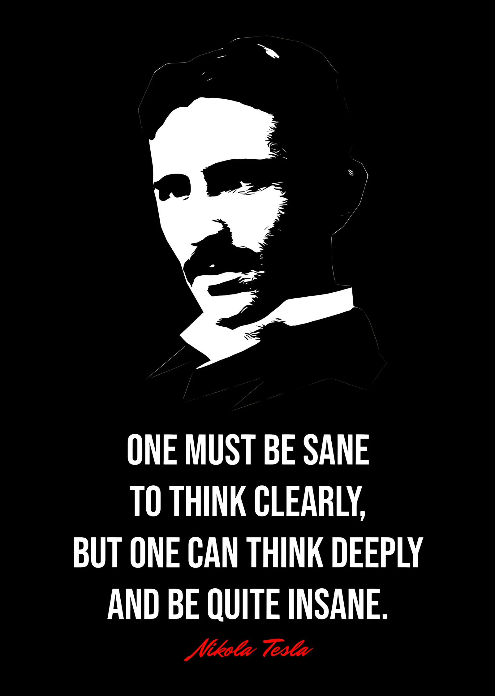 Nikola Tesla - Akıl ve Derinlik metal tablo