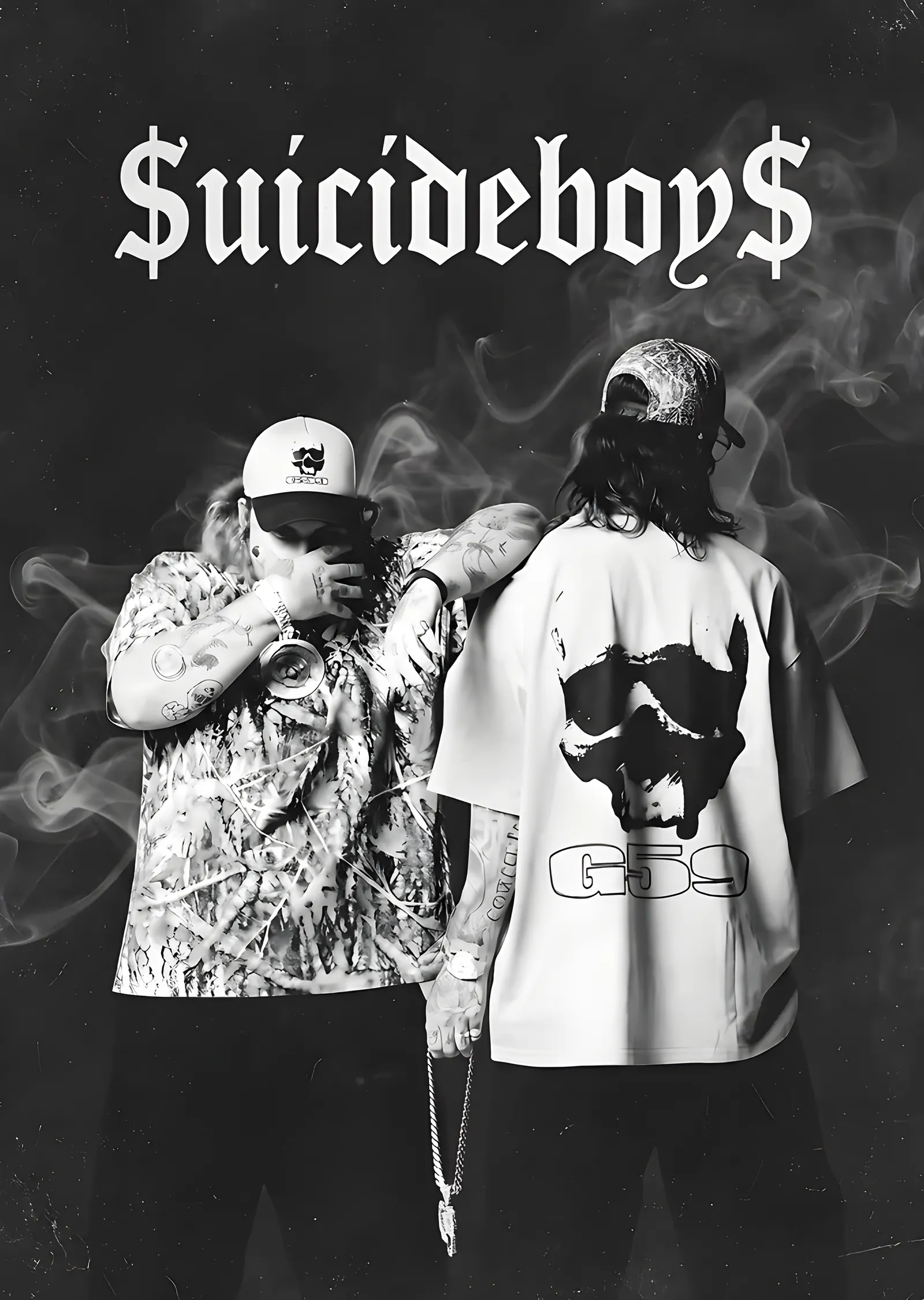 $uicideboy$: Siyah Beyaz Duman metal tablo