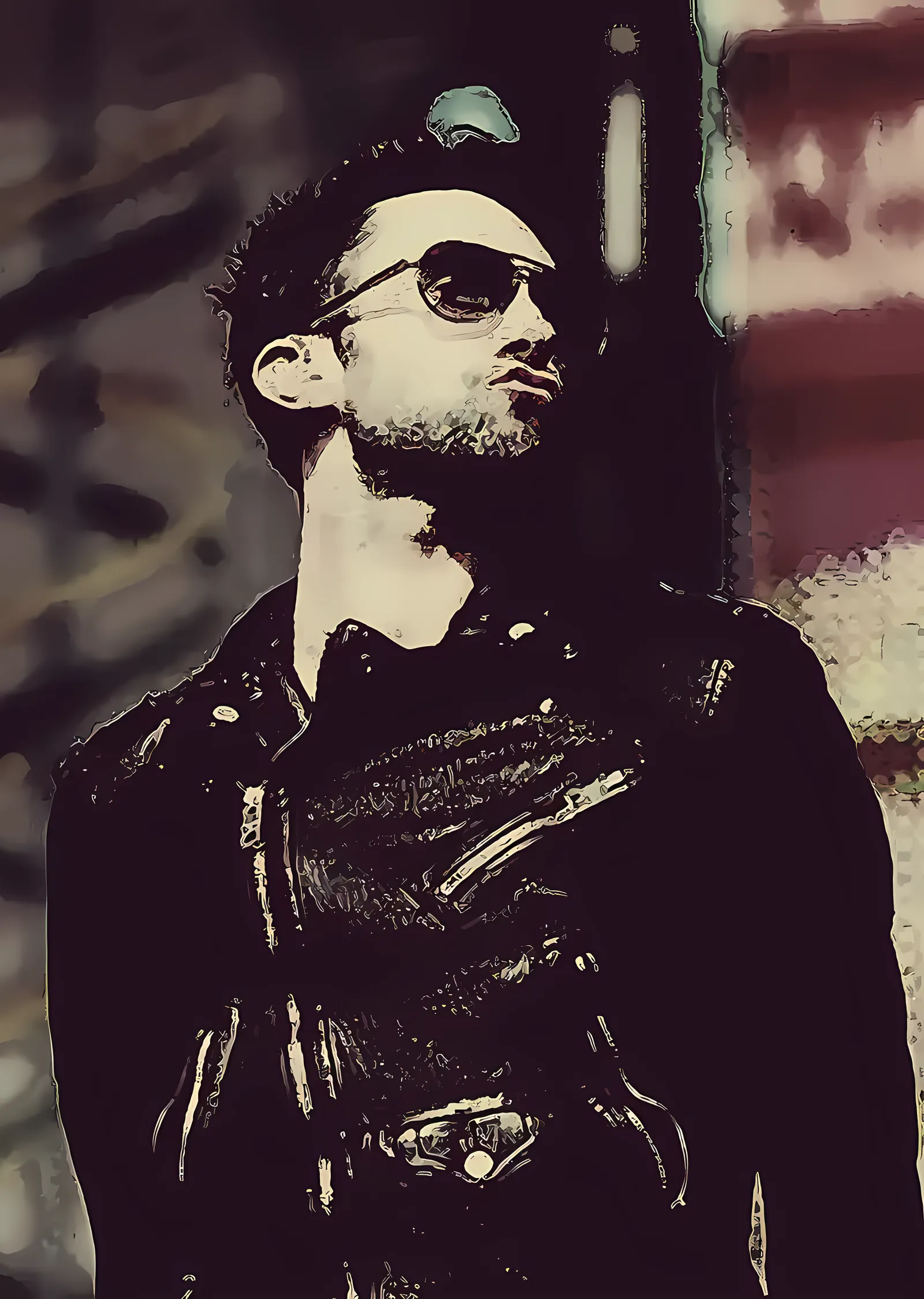 Adam Levine - Güneş Gözlüklü Portre metal tablo