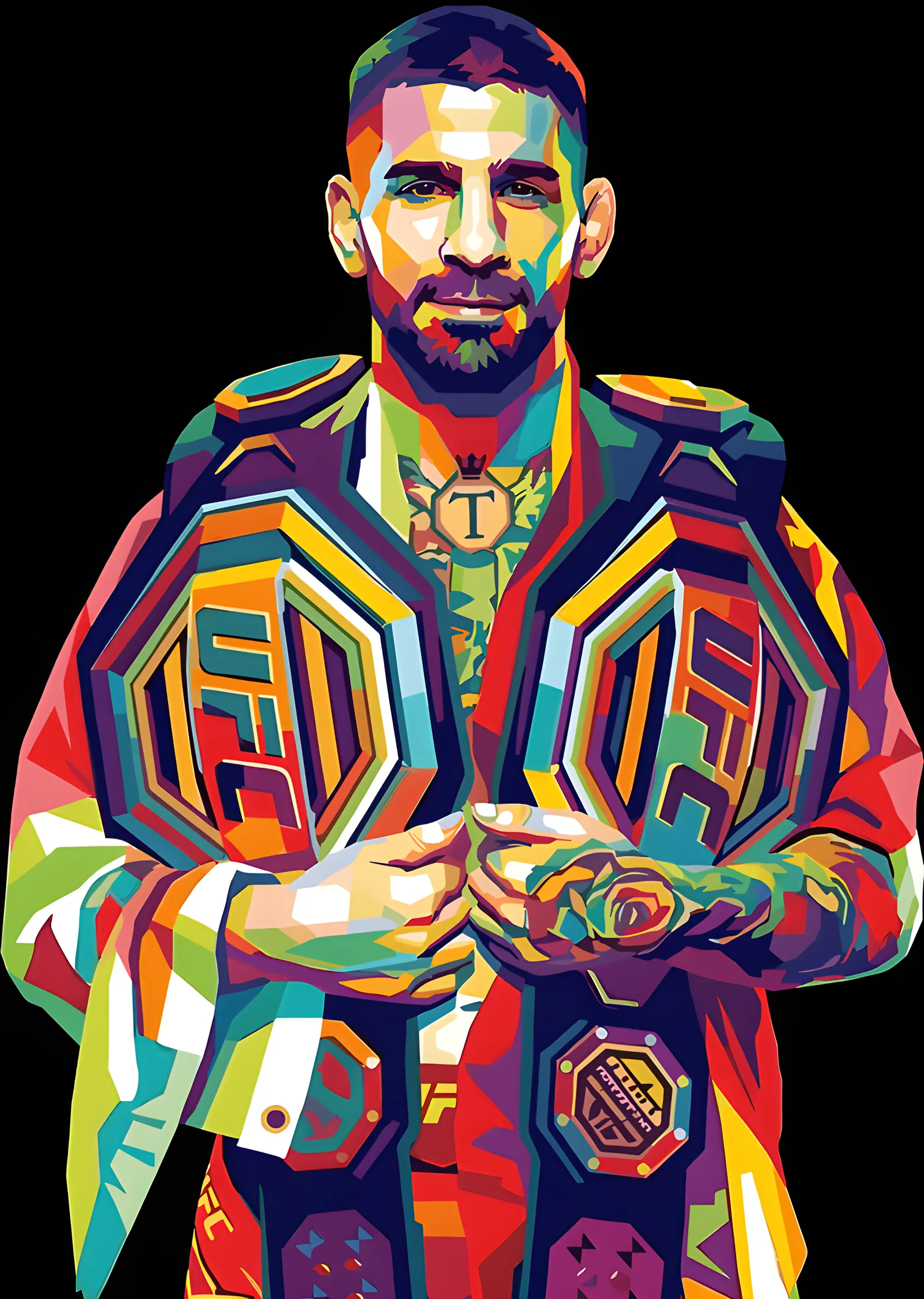 Ilia Topuria - Pop Art Kemer metal tablo