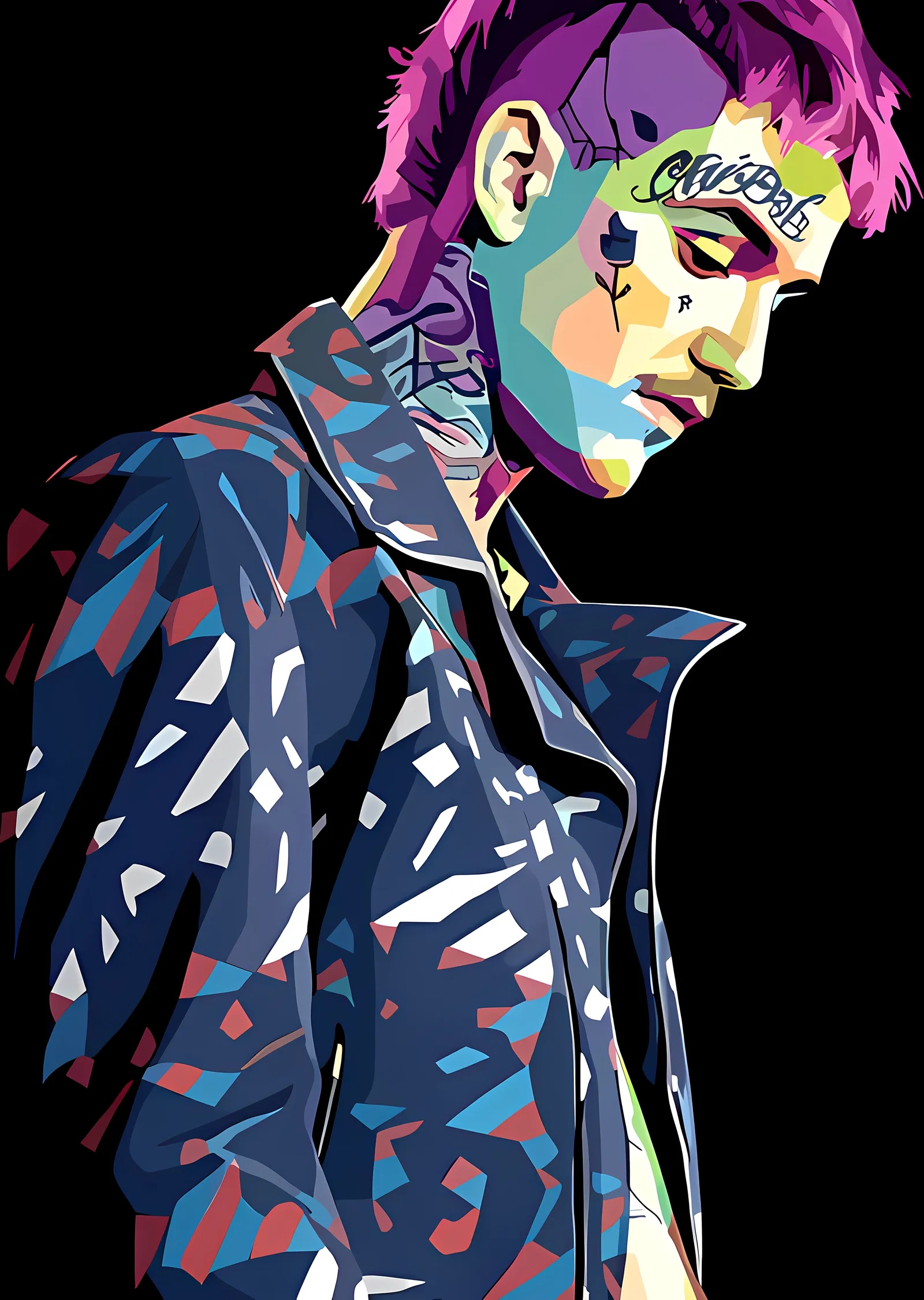 Lil Peep - Renk Bloklu Portre metal tablo