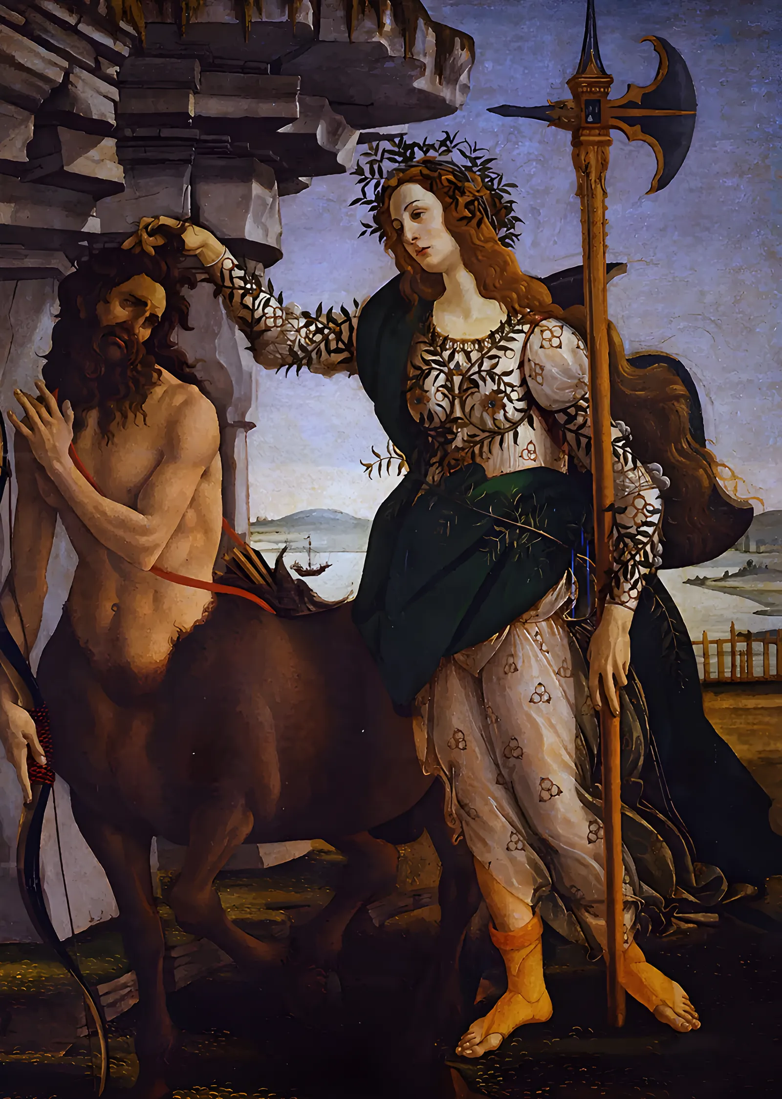 Botticelli - Pallas ve Kentaur Detay metal tablo
