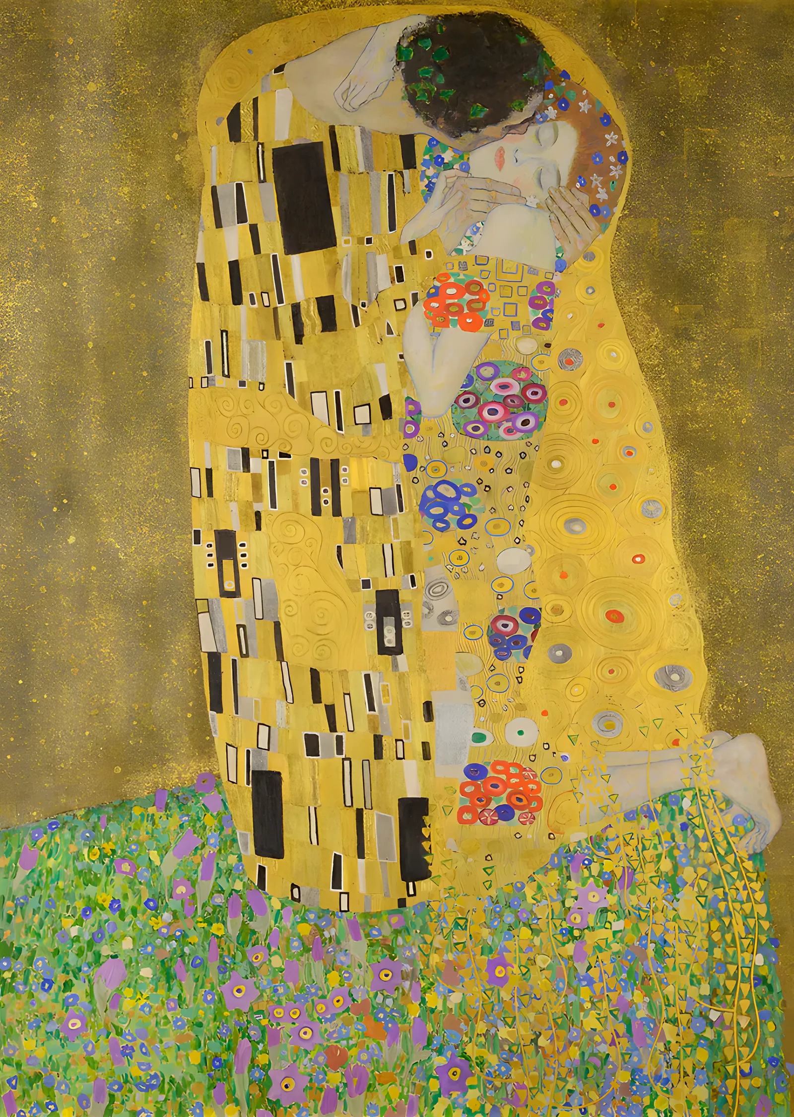 Gustav Klimt - Öpücük Detay metal tablo