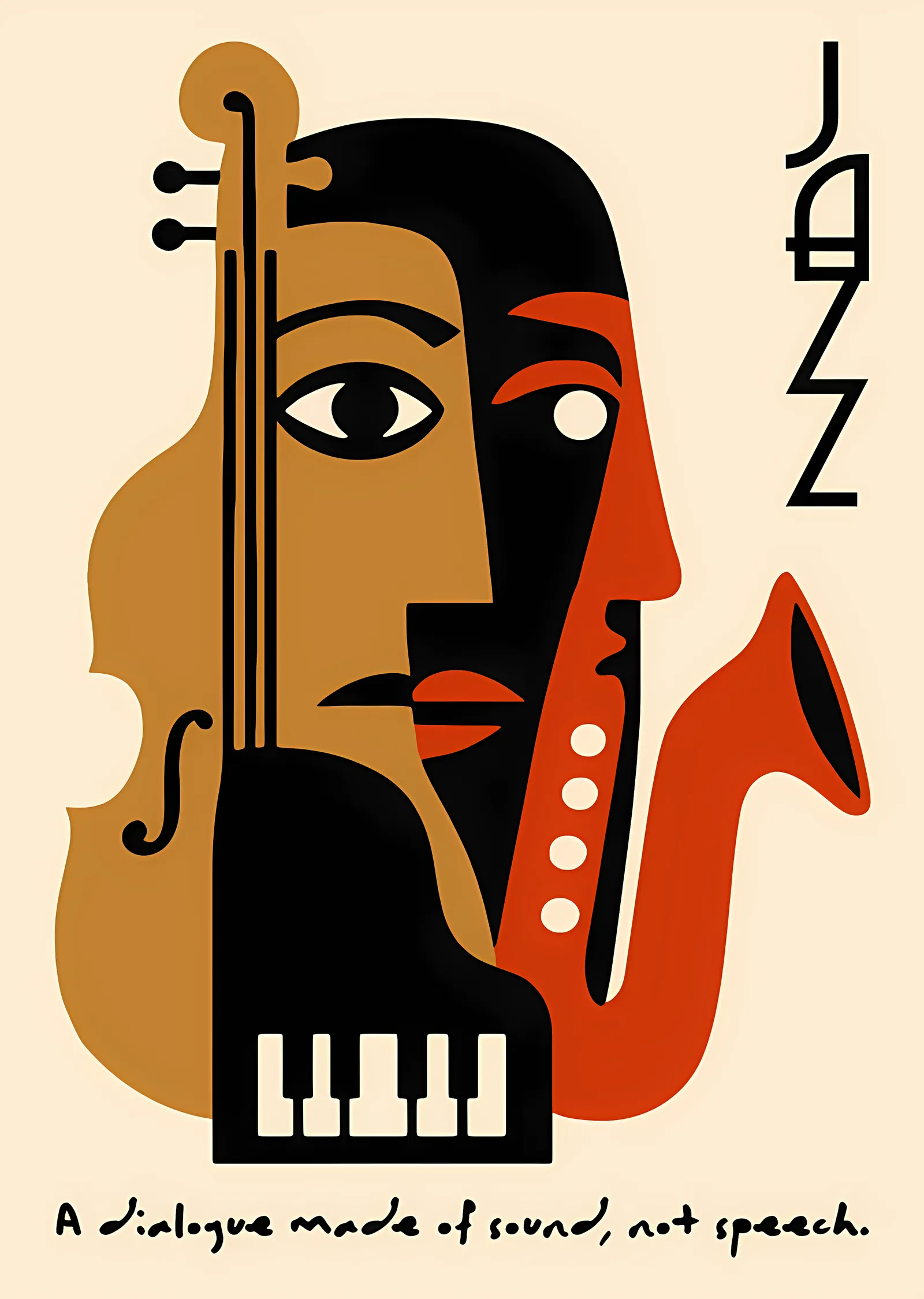 Jazz - Kübist Kompozisyon metal tablo
