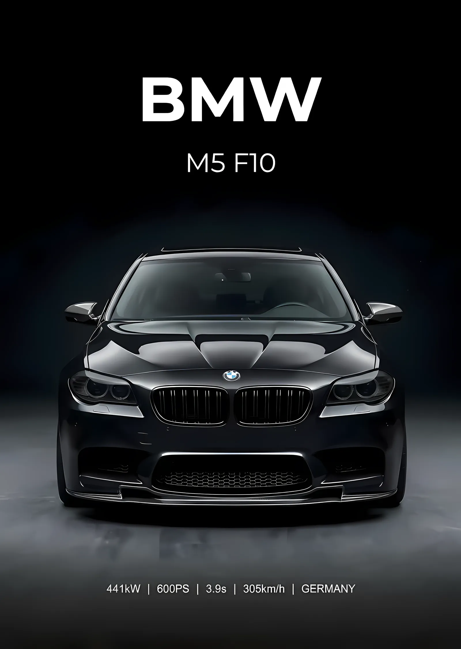 BMW M5 F10 · Karanlıkta Cephe metal tablo