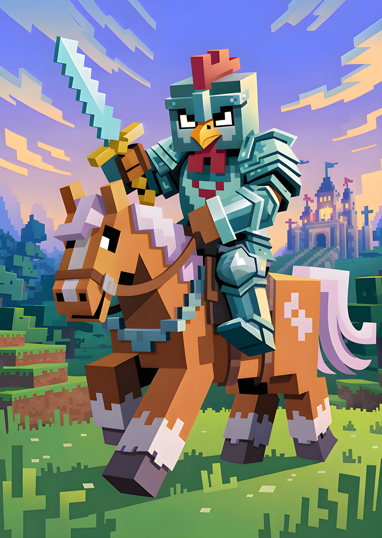 Minecraft - Zırhlı Tavuk Şövalye metal tablo