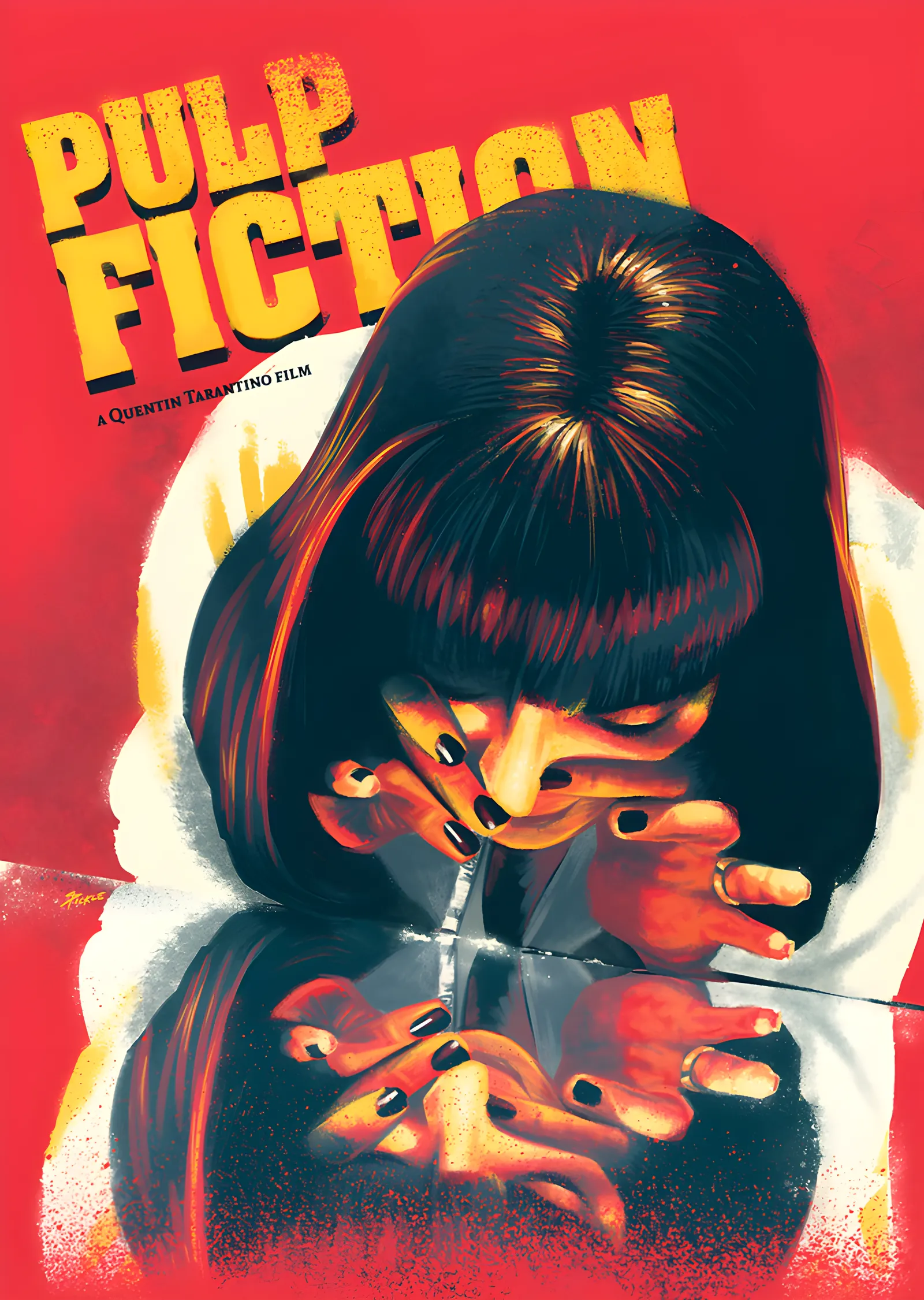 Pulp Fiction: Kırmızı Zemin Portre metal tablo