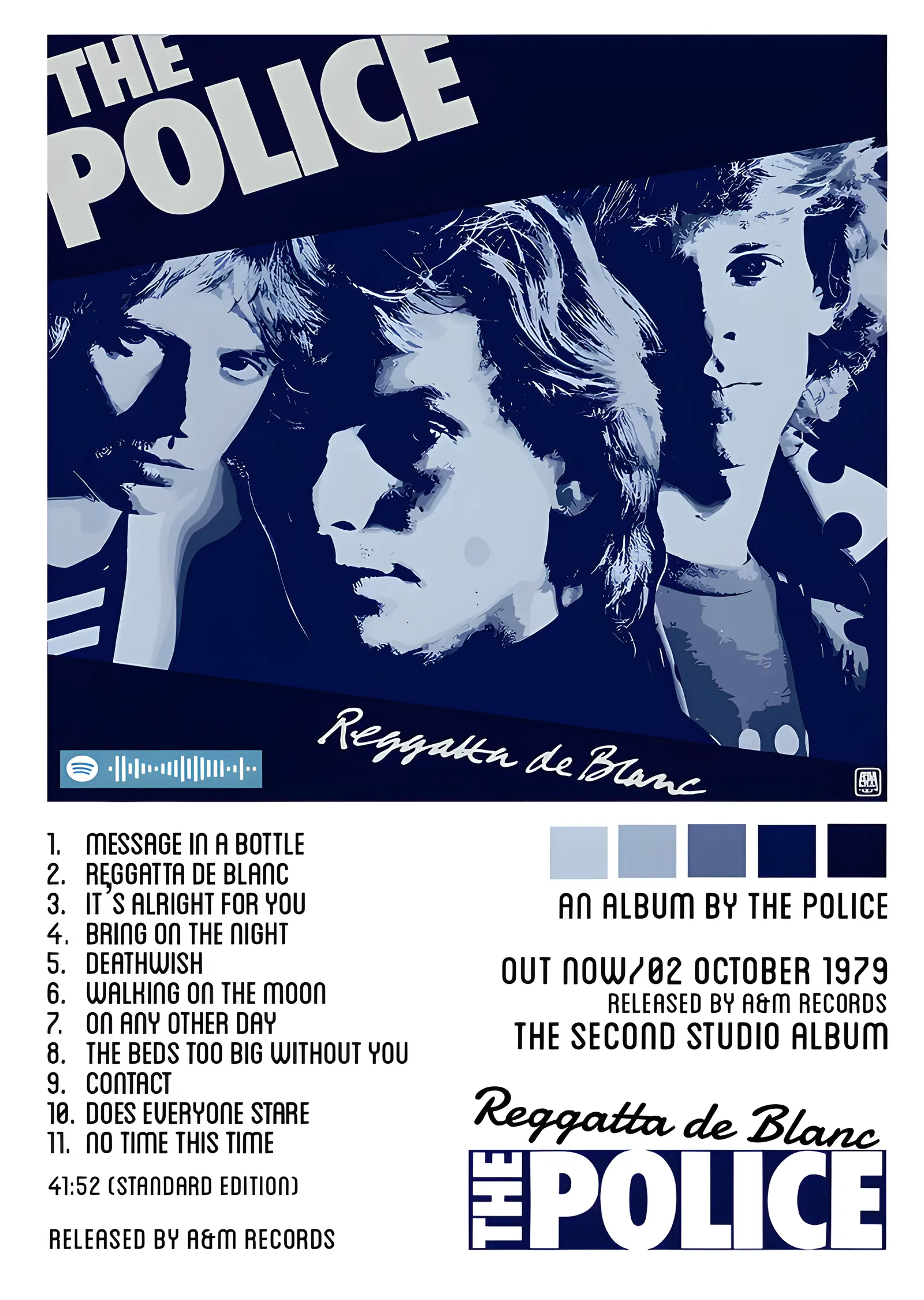 The Police - Reggatta de Blanc Künyesi metal tablo