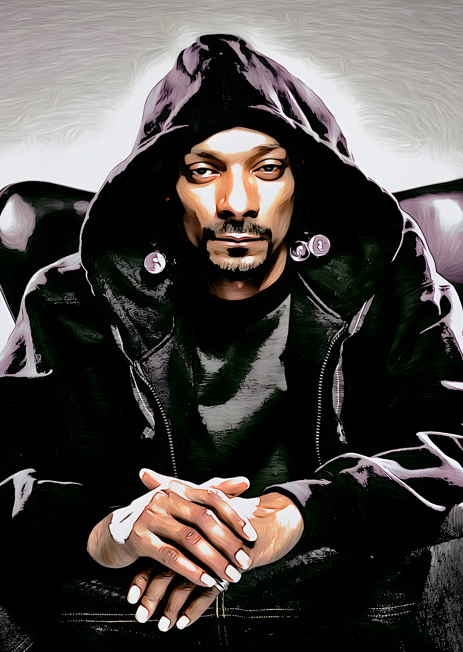 Snoop Dogg - Kapüşonlu Koyu Portre metal tablo
