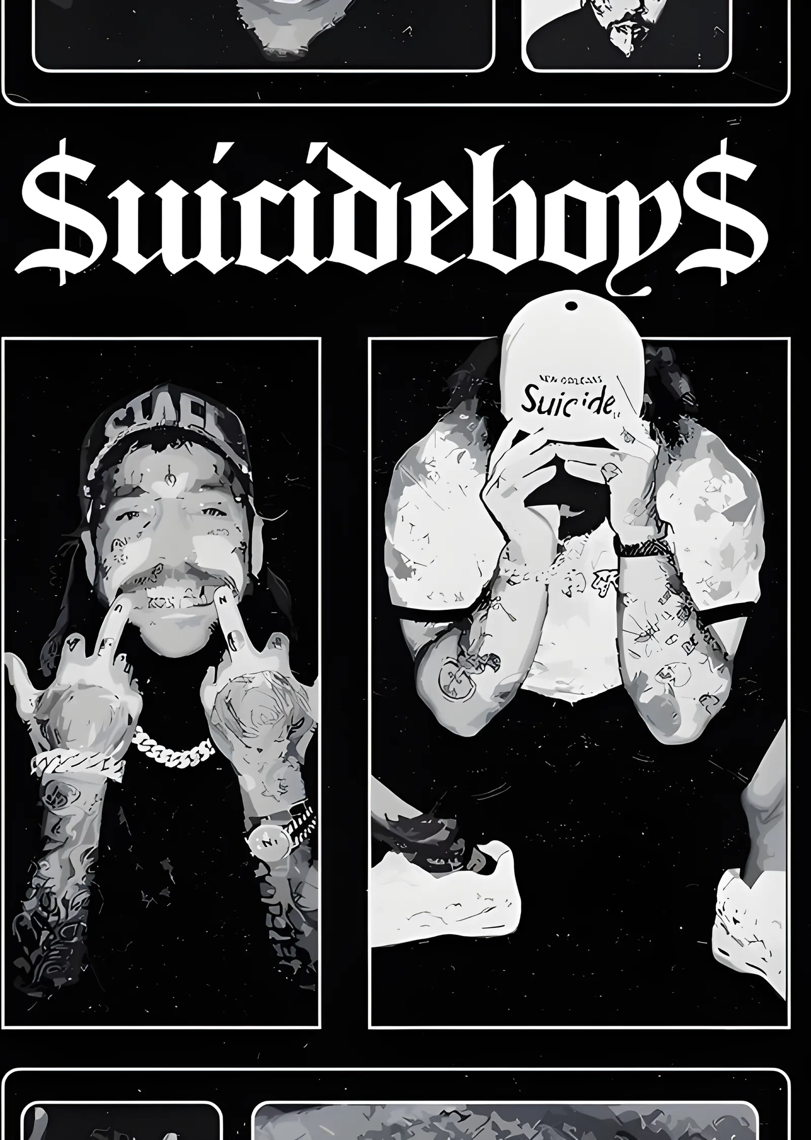 $uicideboy$ - Siyah Beyaz Kolaj metal tablo