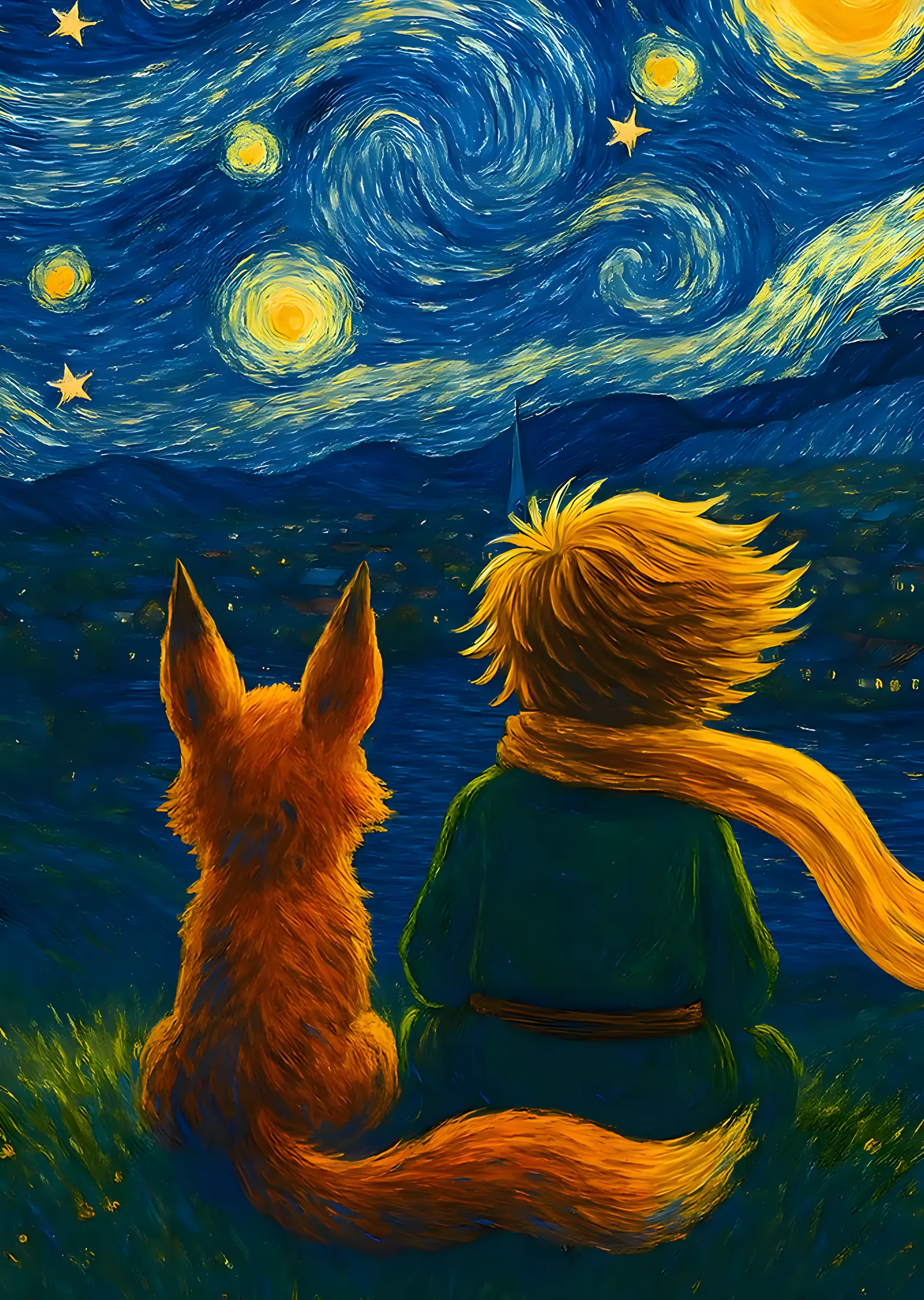 The Little Prince - Tilkiyle Omuz Omuza metal tablo