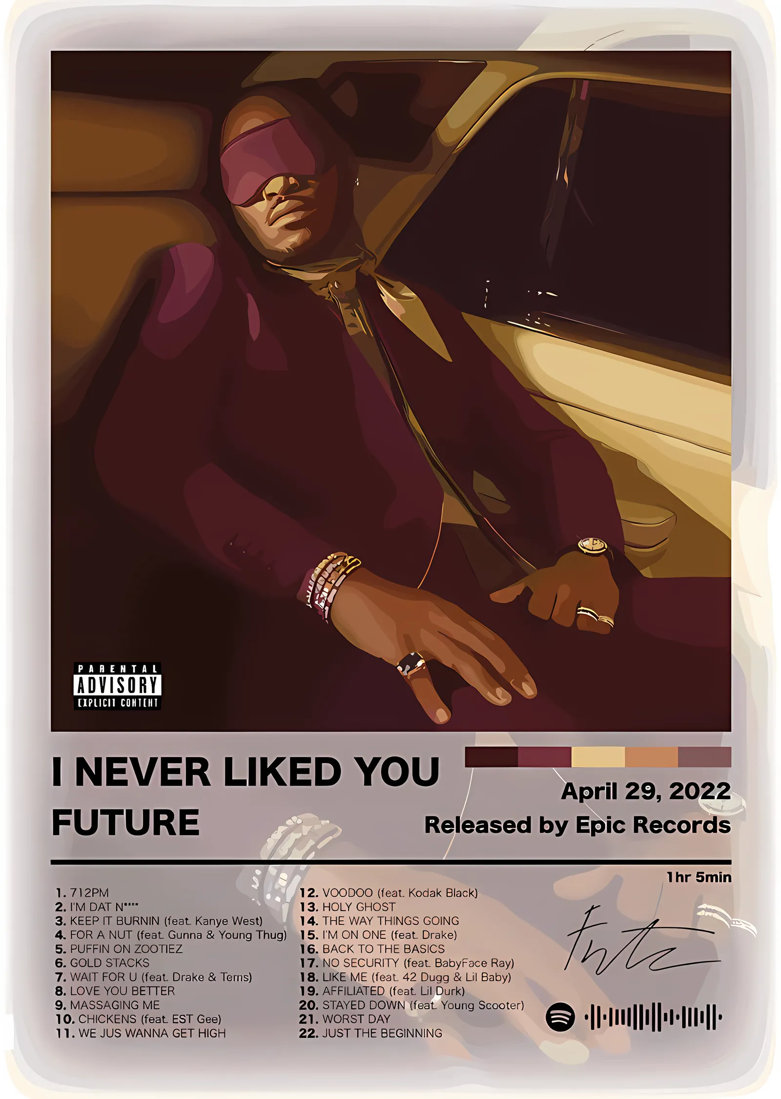 Future - I Never Liked You metal tablo
