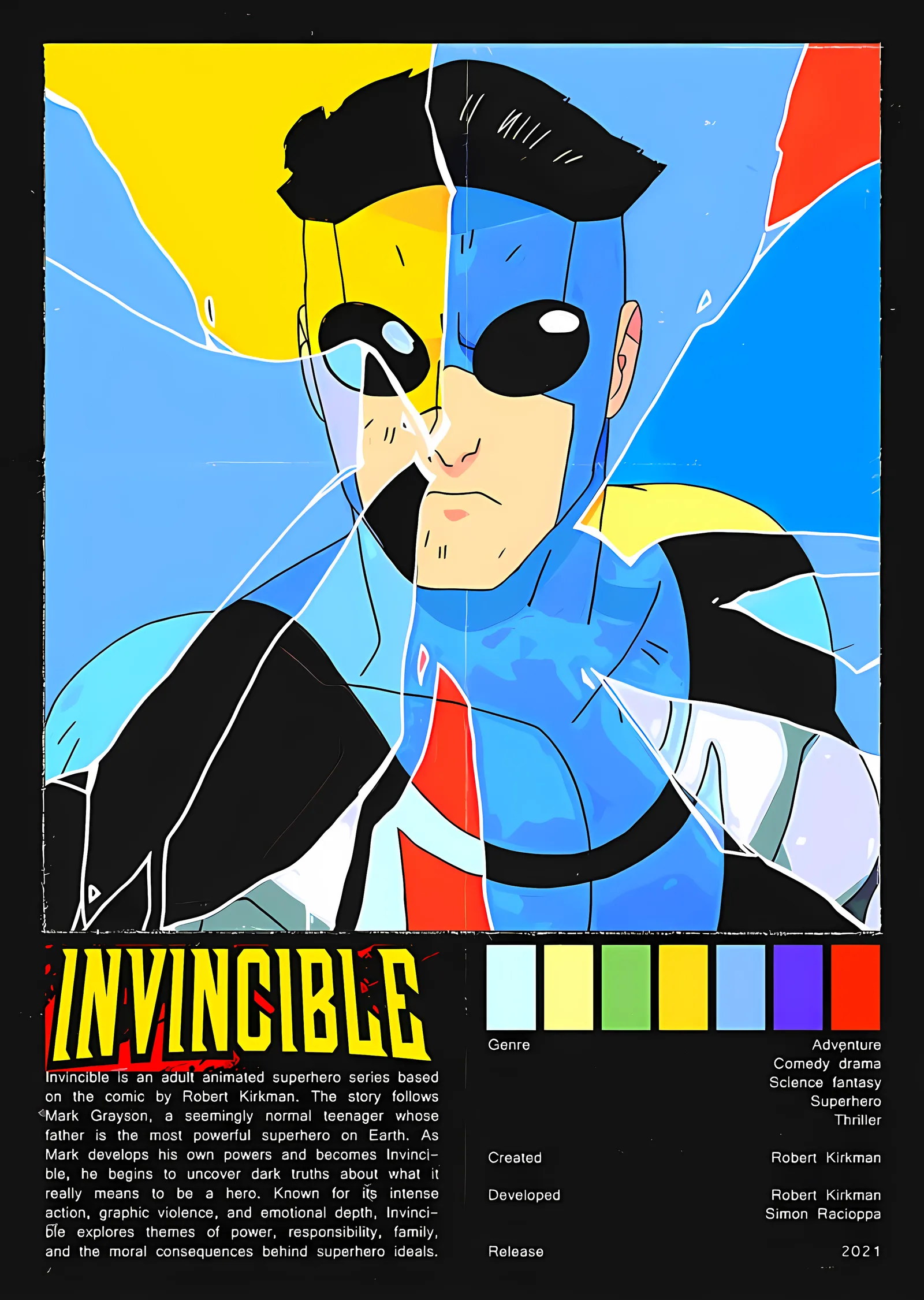 Invincible - Kırık Cam Renk Blokları metal tablo