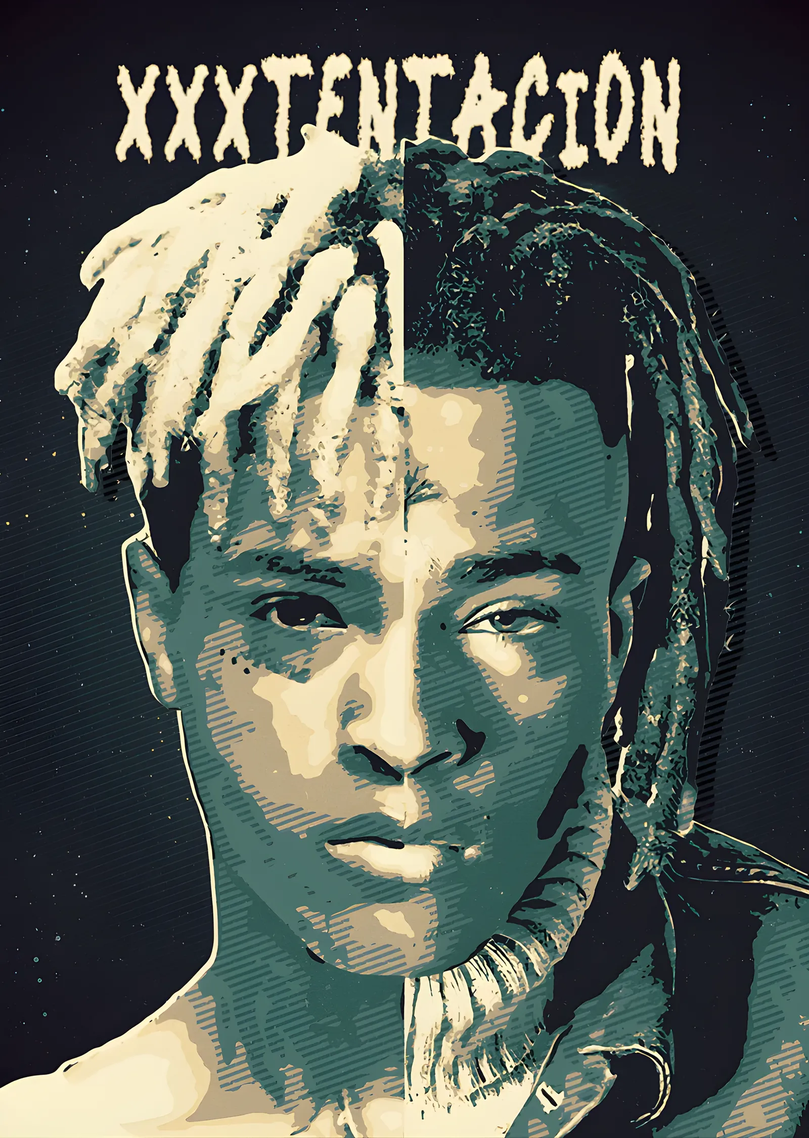 XXXTentacion - İkiye Bölünmüş Portre metal tablo