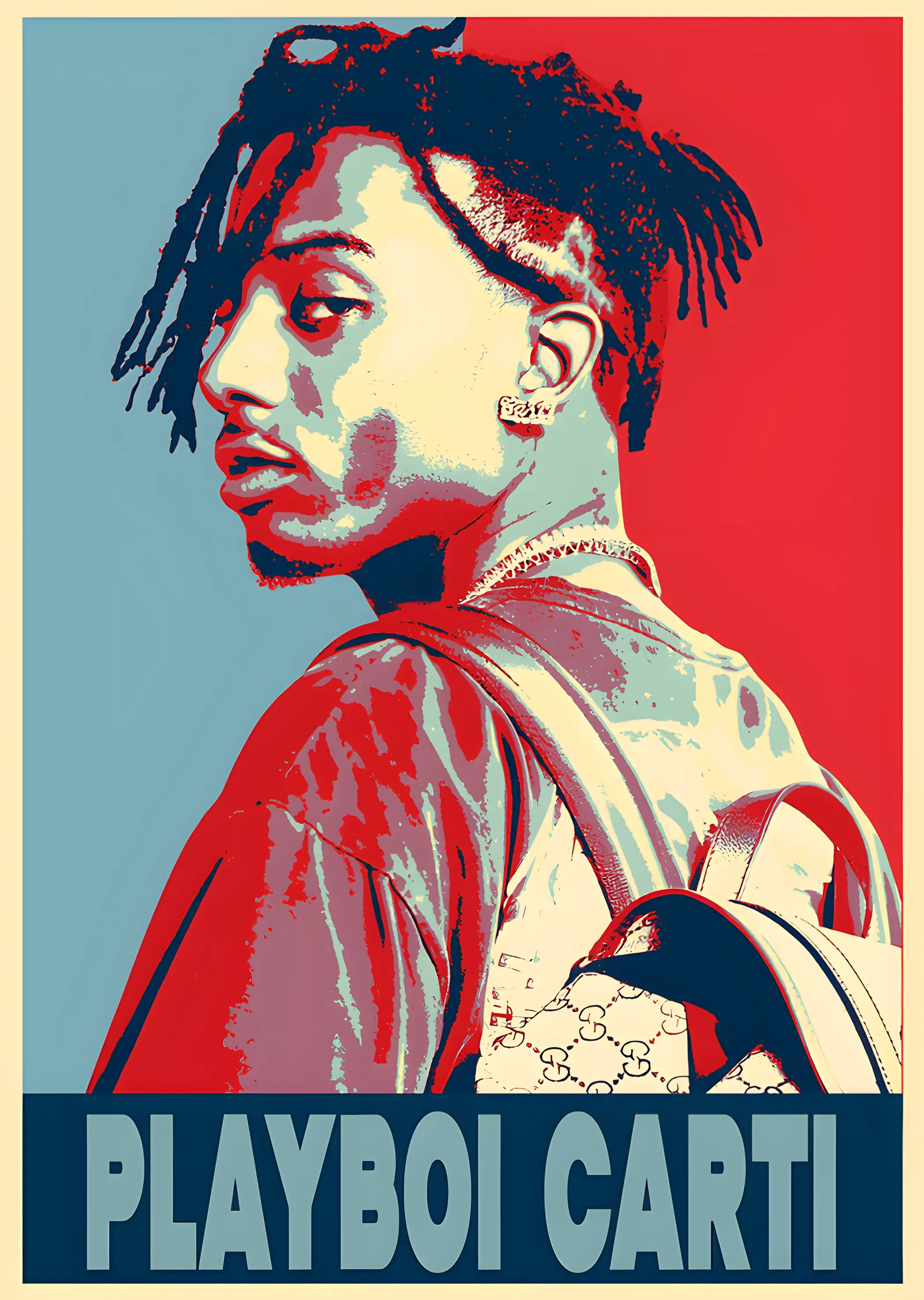 Playboi Carti - Kırmızı Mavi Pop Art metal tablo