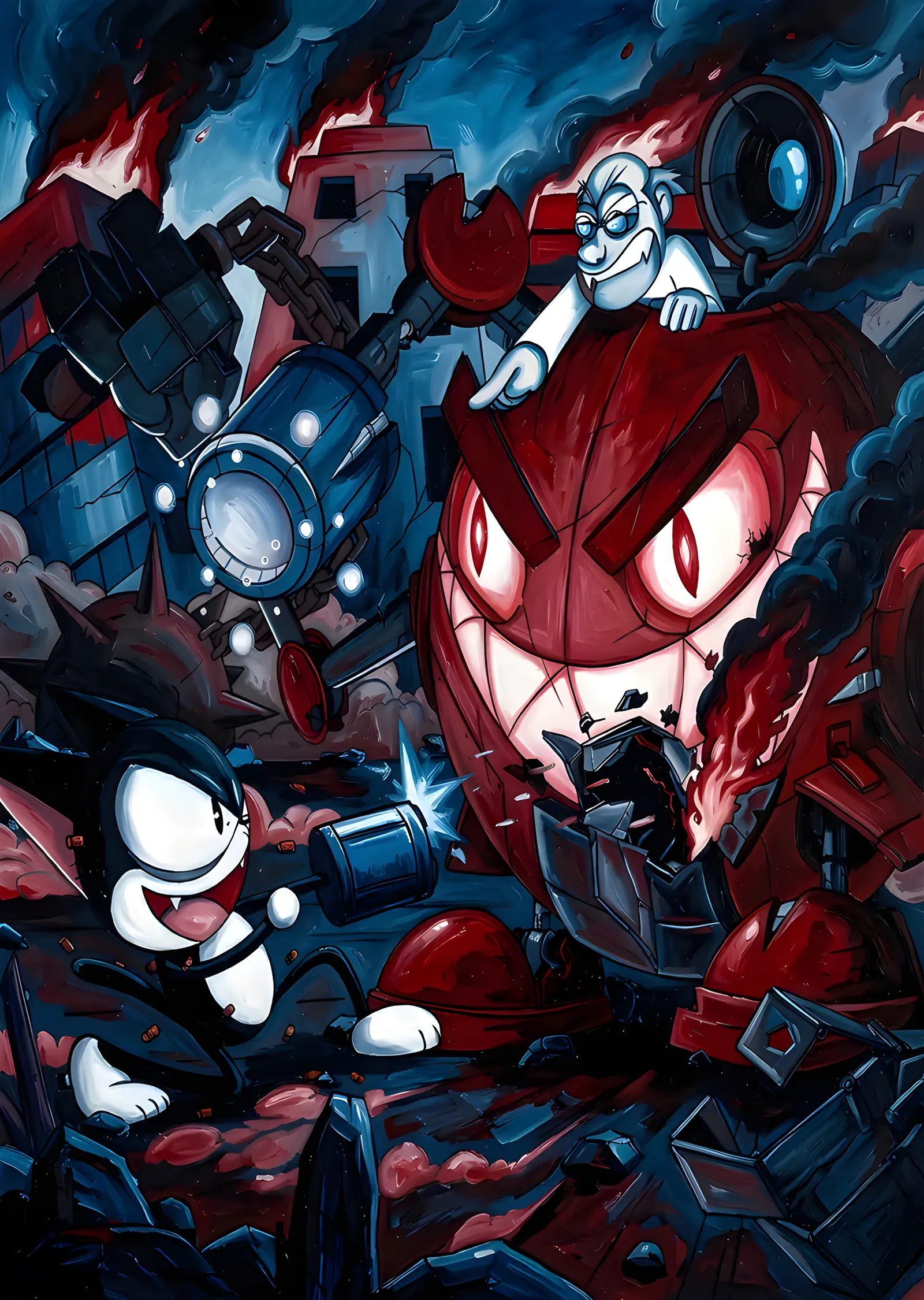 Çizgi Film Şeytanı ve Hurda Robotlar metal tablo