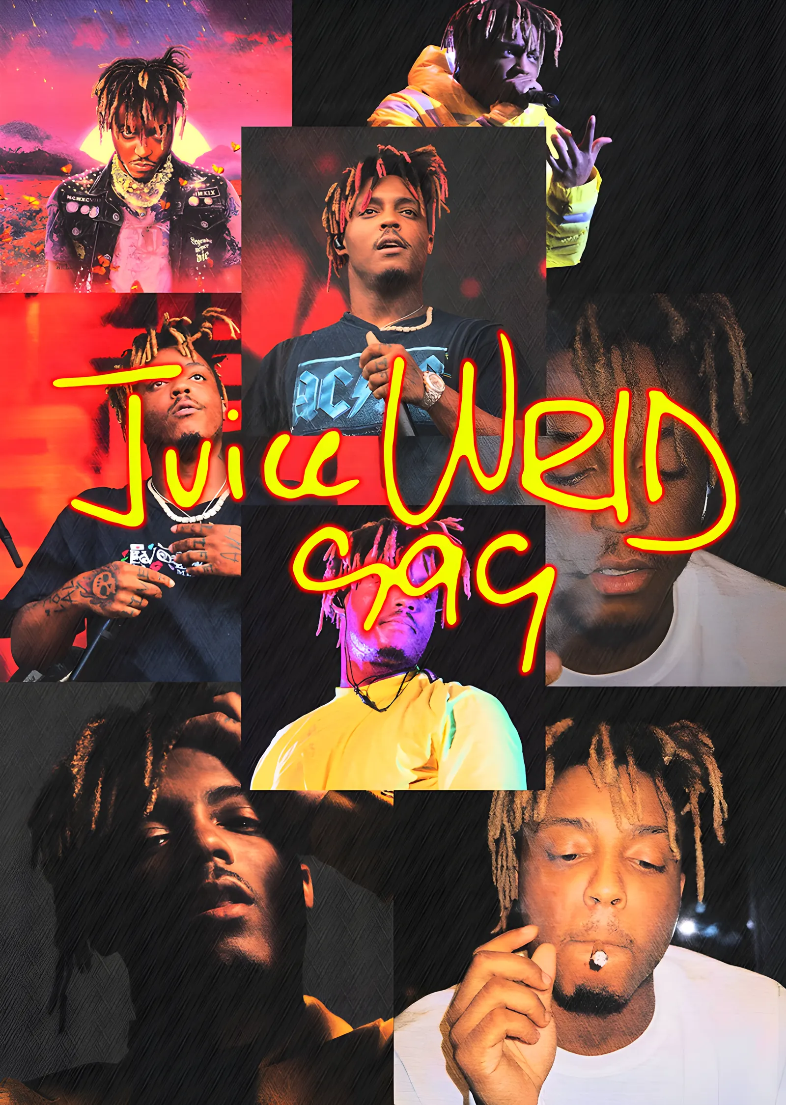 Juice WRLD - Sarı İmzalı Fotoğraf Kolajı metal tablo