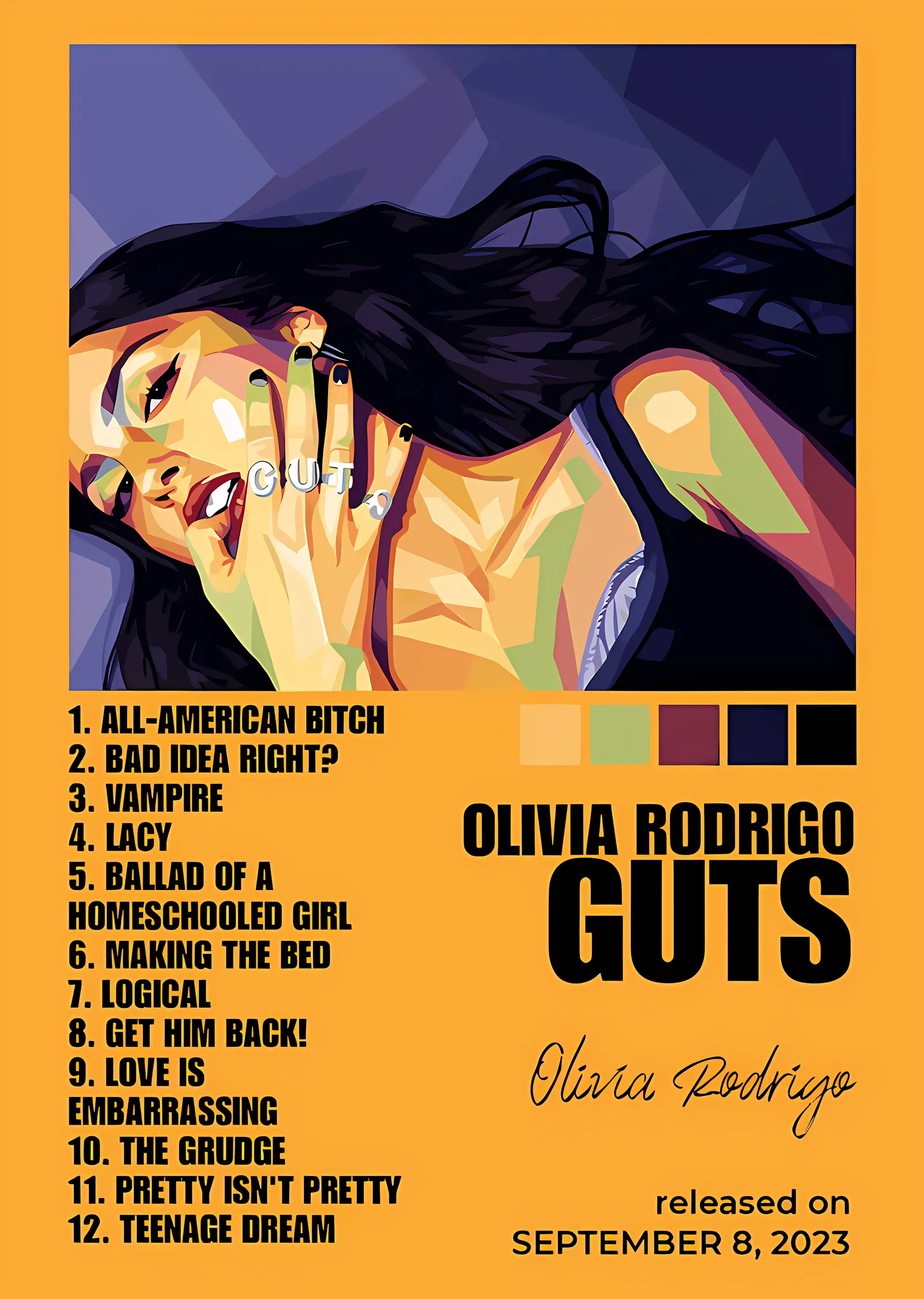 Olivia Rodrigo - GUTS metal tablo