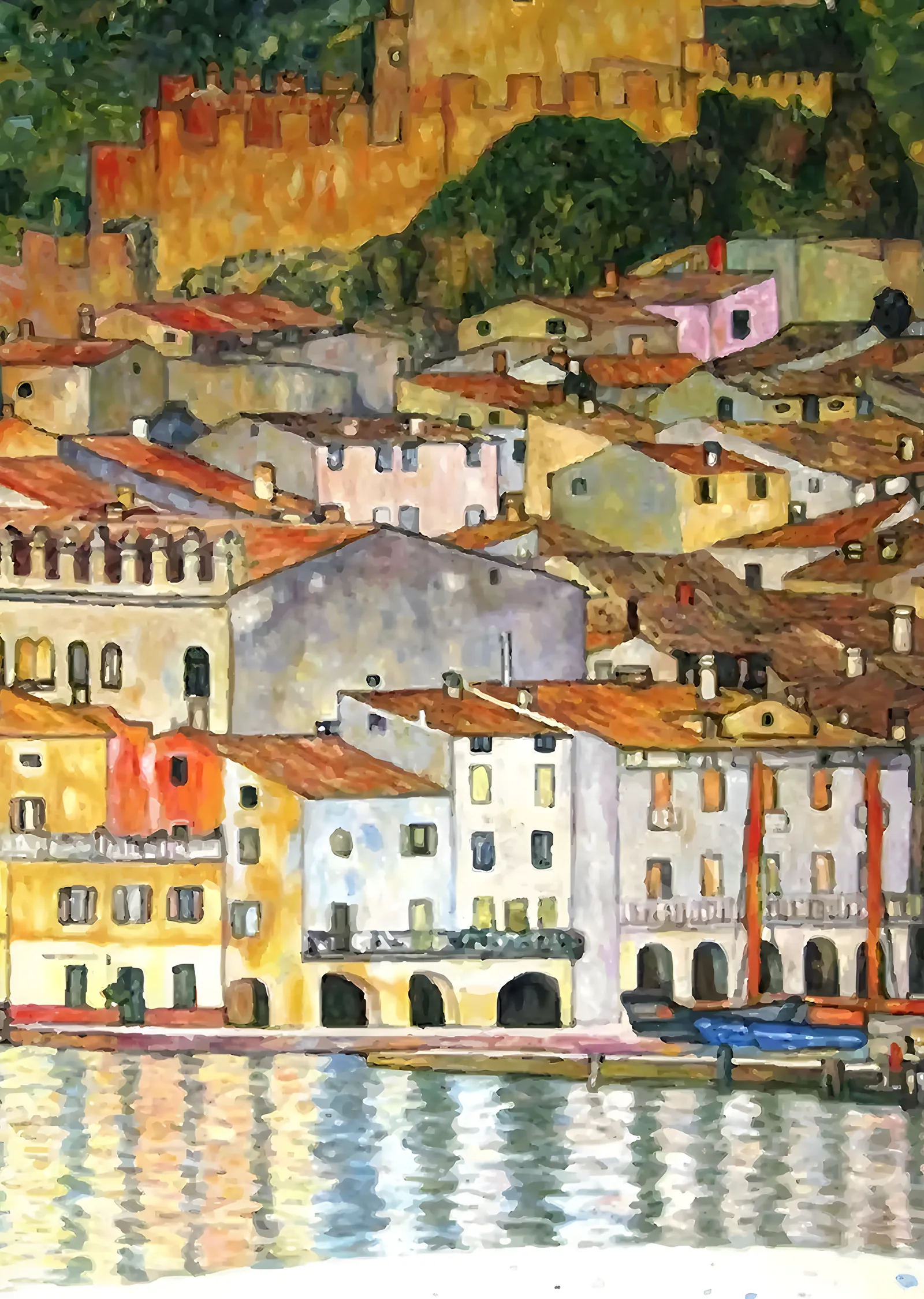 Gustav Klimt - Göl Kıyısındaki Kasaba metal tablo