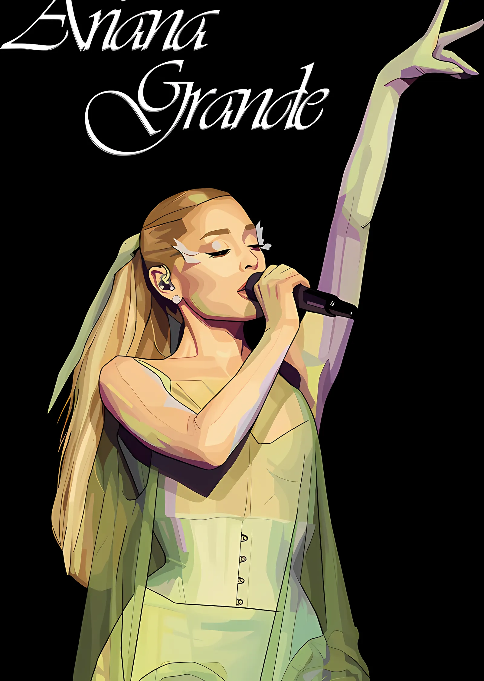 Ariana Grande - Sarı Elbiseli Sahne metal tablo