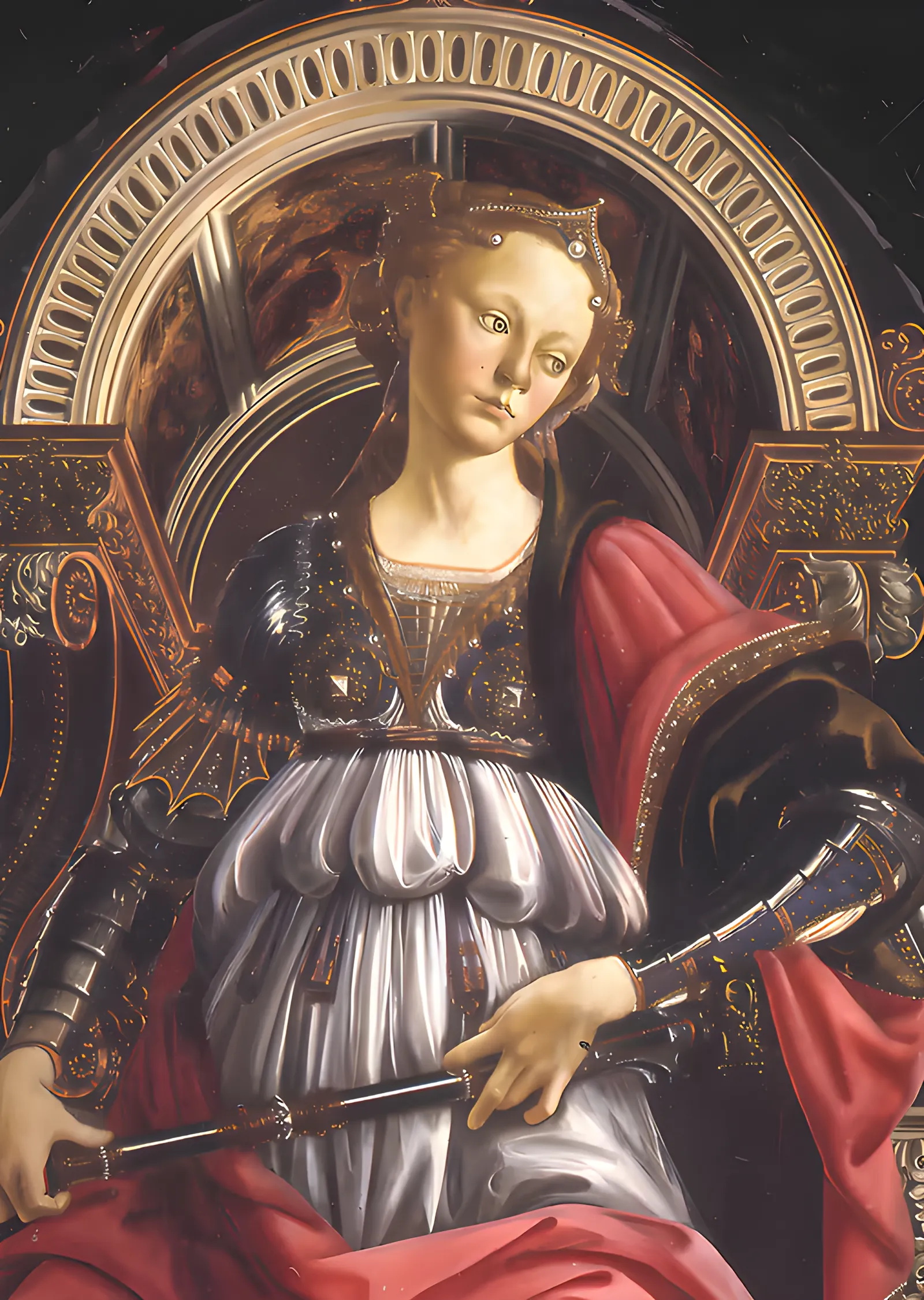 Botticelli - Kılıçlı Kadın Figürü metal tablo