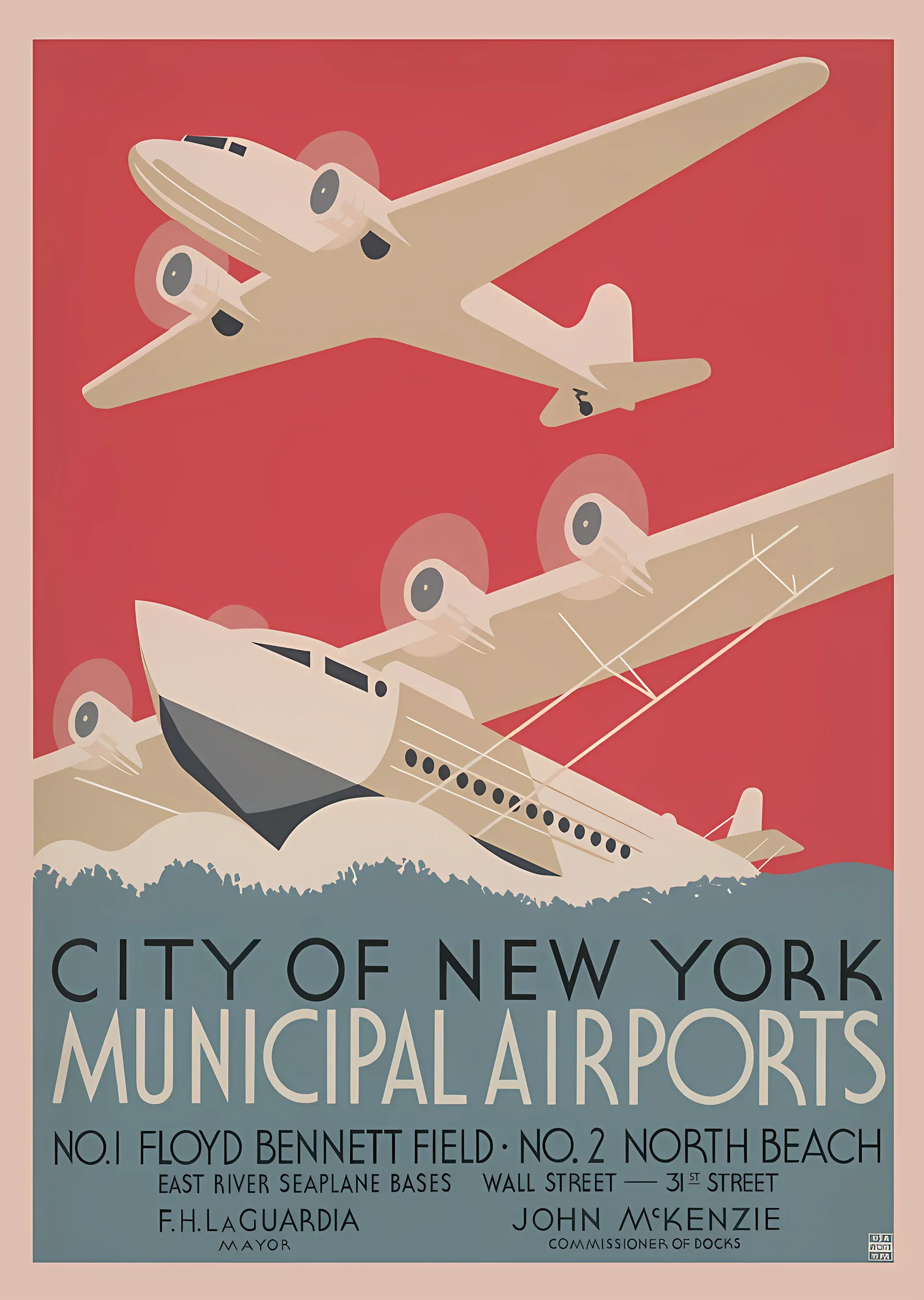 City of New York Municipal Airports metal tablo