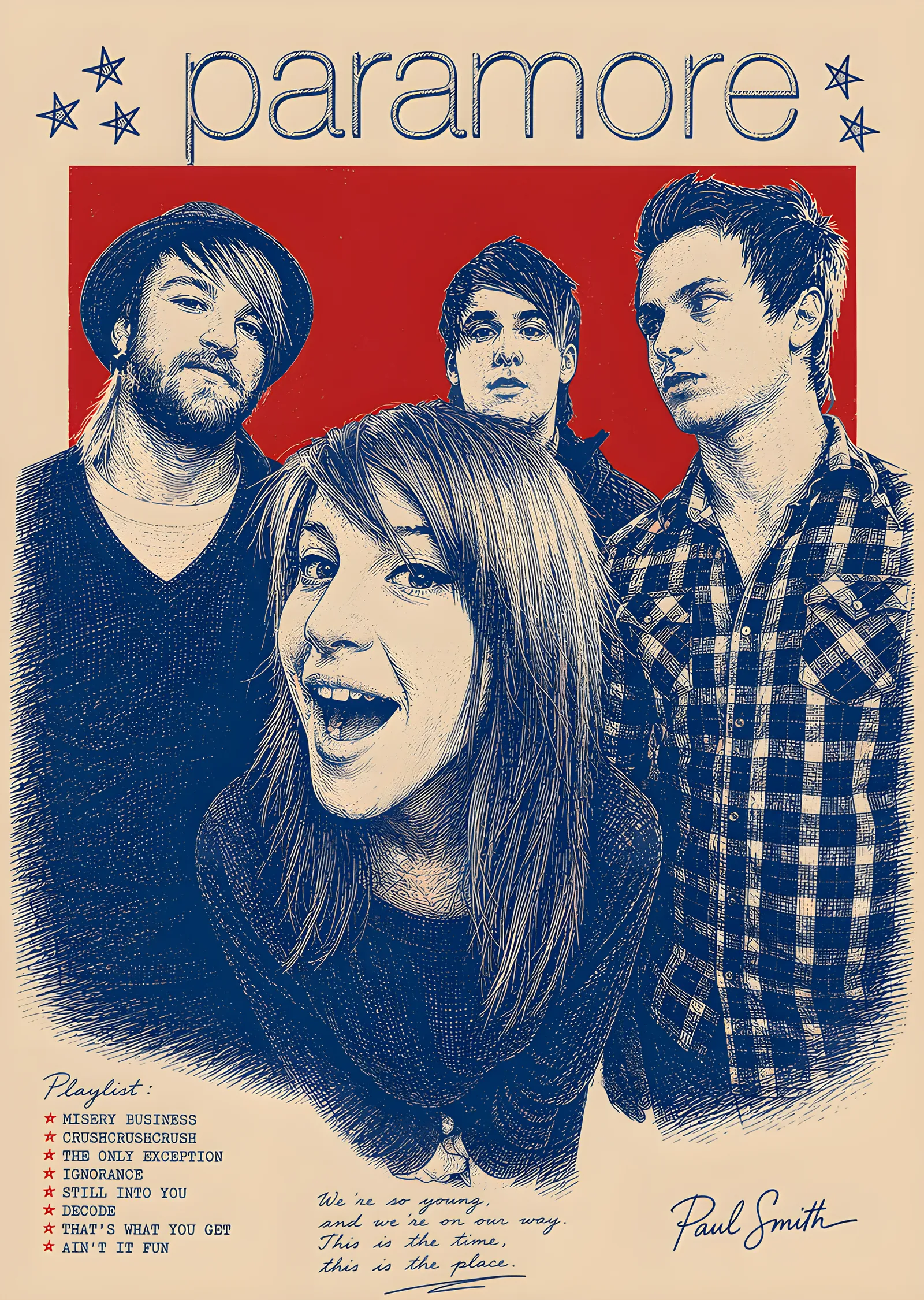 Paramore - Vintage Grup Afişi metal tablo