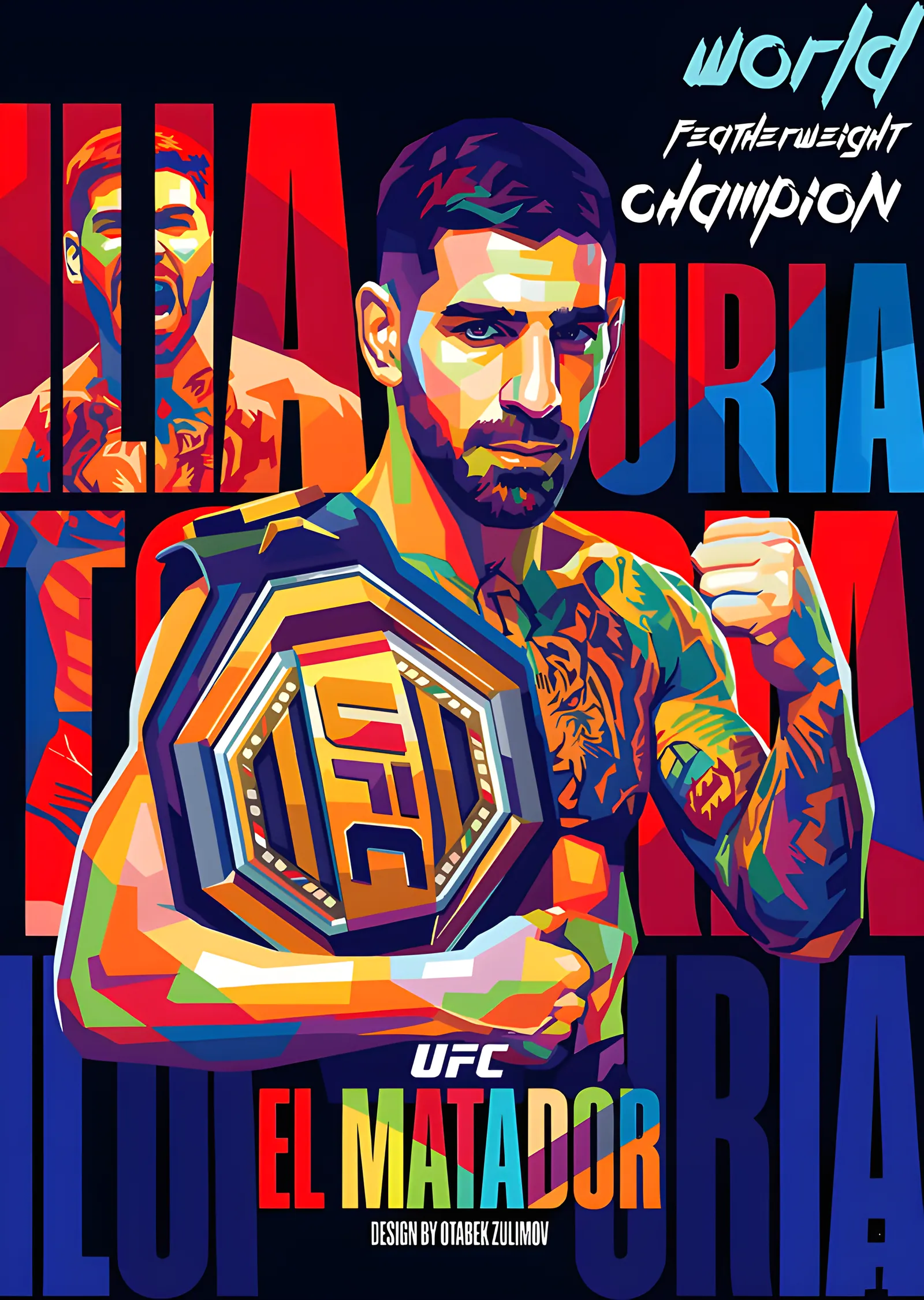 Ilia Topuria - World Champion metal tablo