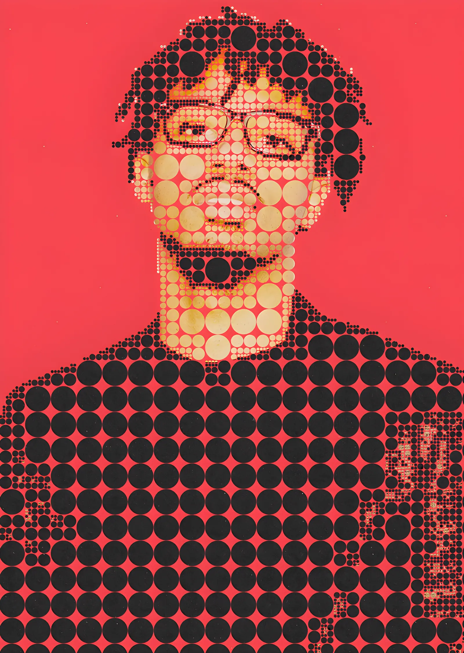 Metro Boomin - Kırmızı Halftone Portre metal tablo