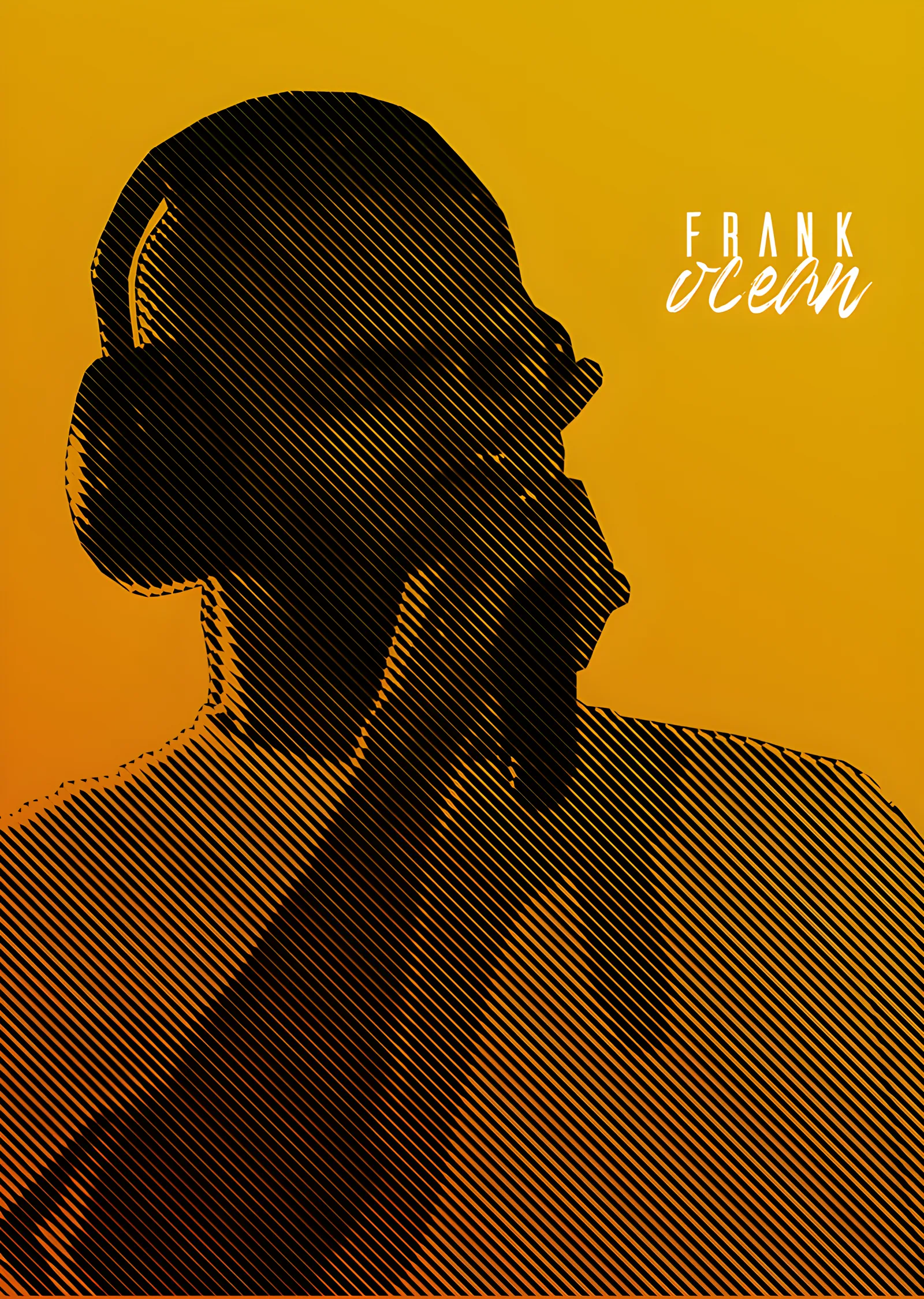 Frank Ocean - Sarı Zeminde Silüet metal tablo