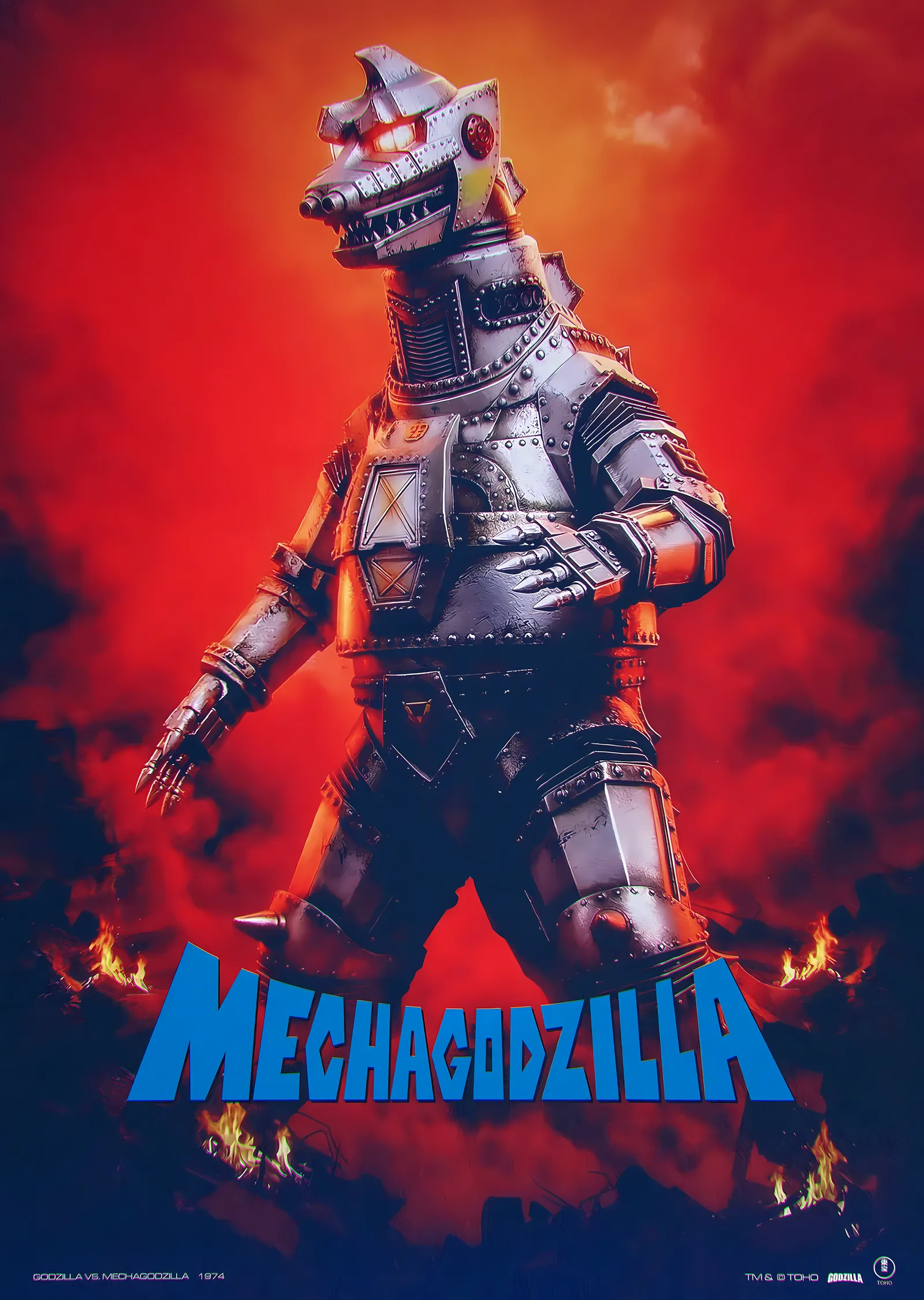 Mechagodzilla - Alevler İçinde Metal Dev metal tablo