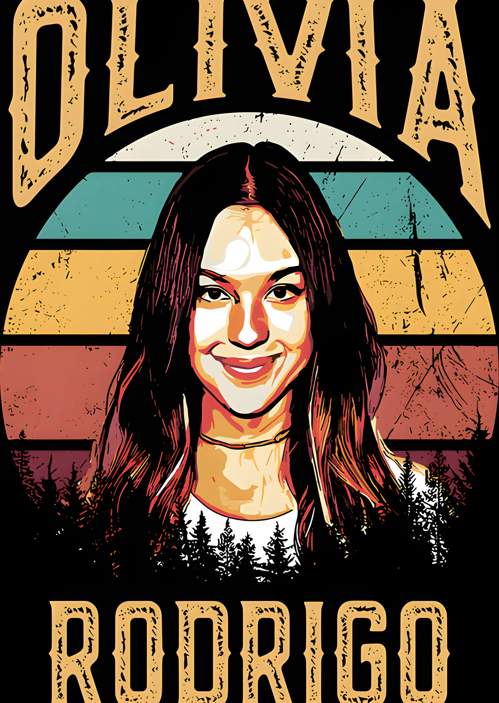 Olivia Rodrigo - Retro Şeritli Poster metal tablo
