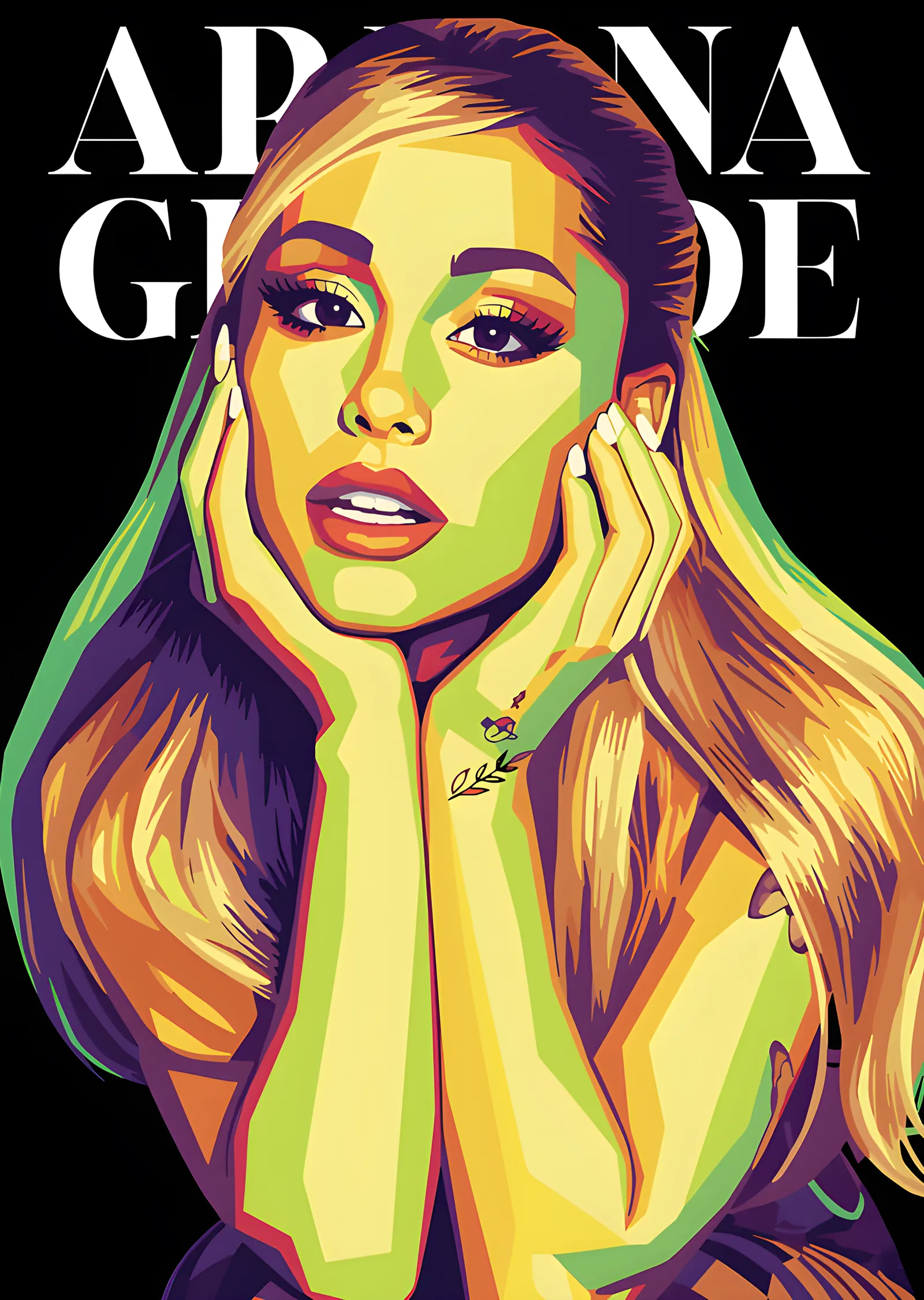 Ariana Grande - Sarı Mor Pop Art metal tablo