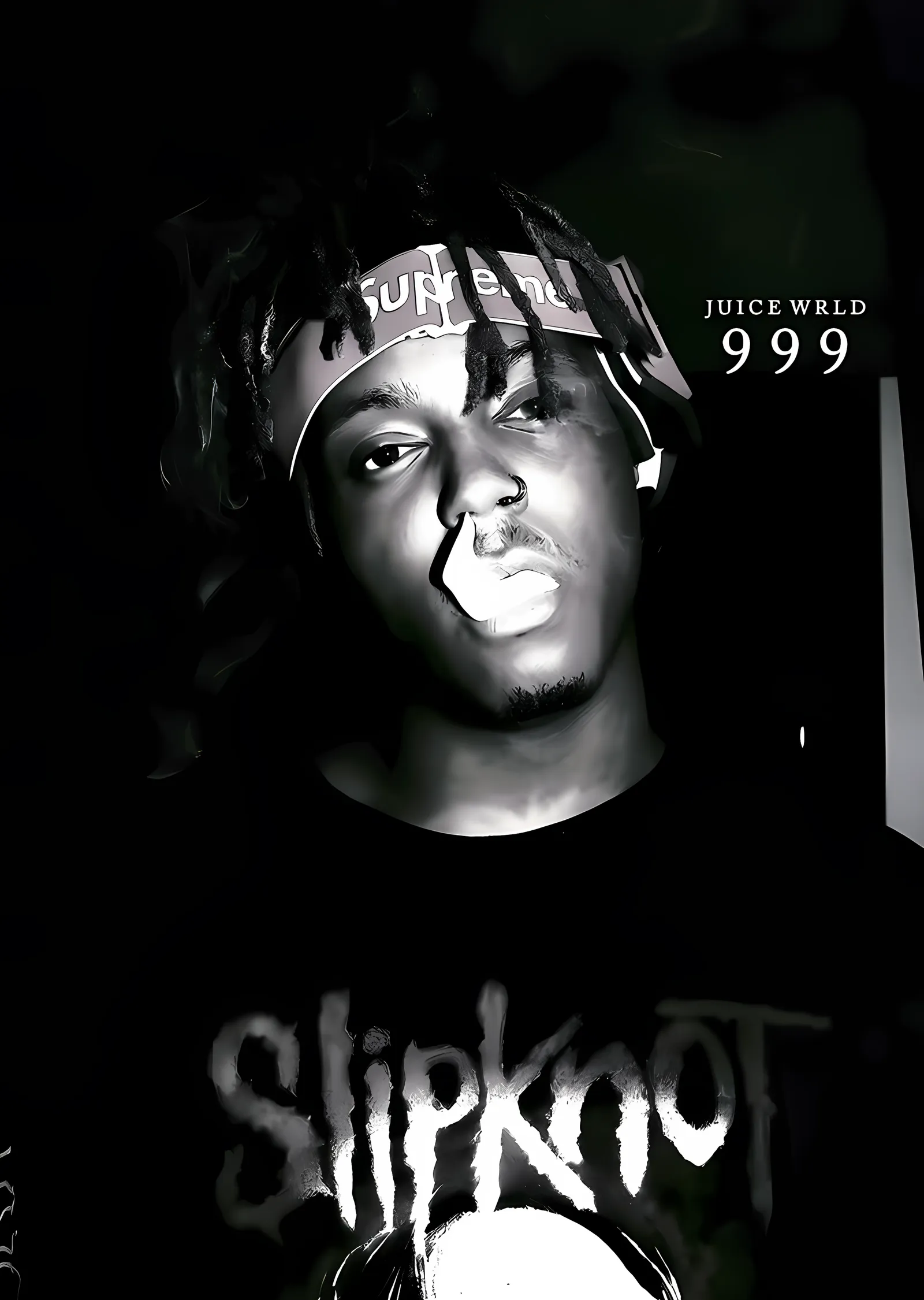 Juice WRLD - Siyah Beyaz Yakın Portre metal tablo