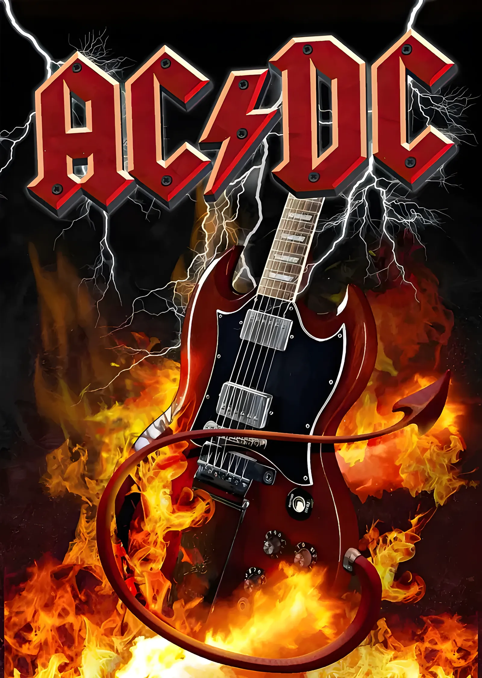 AC/DC - Alevler İçinde Gitar metal tablo