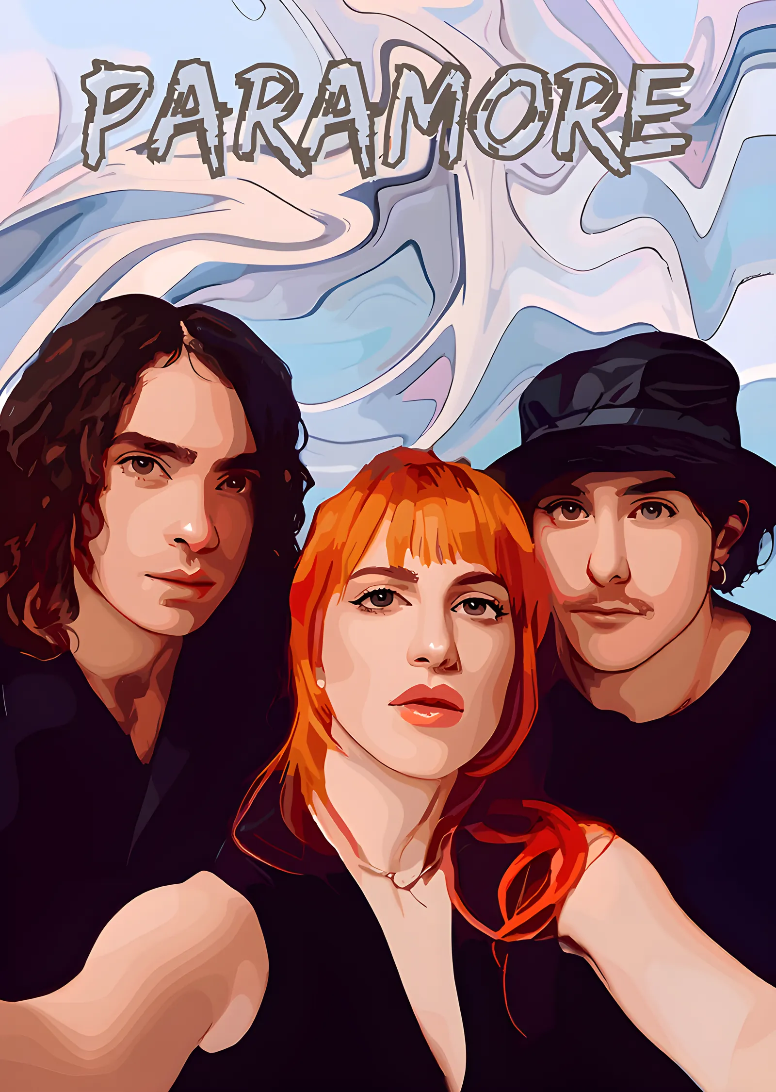 Paramore - Pastel Grup İllüstrasyonu metal tablo