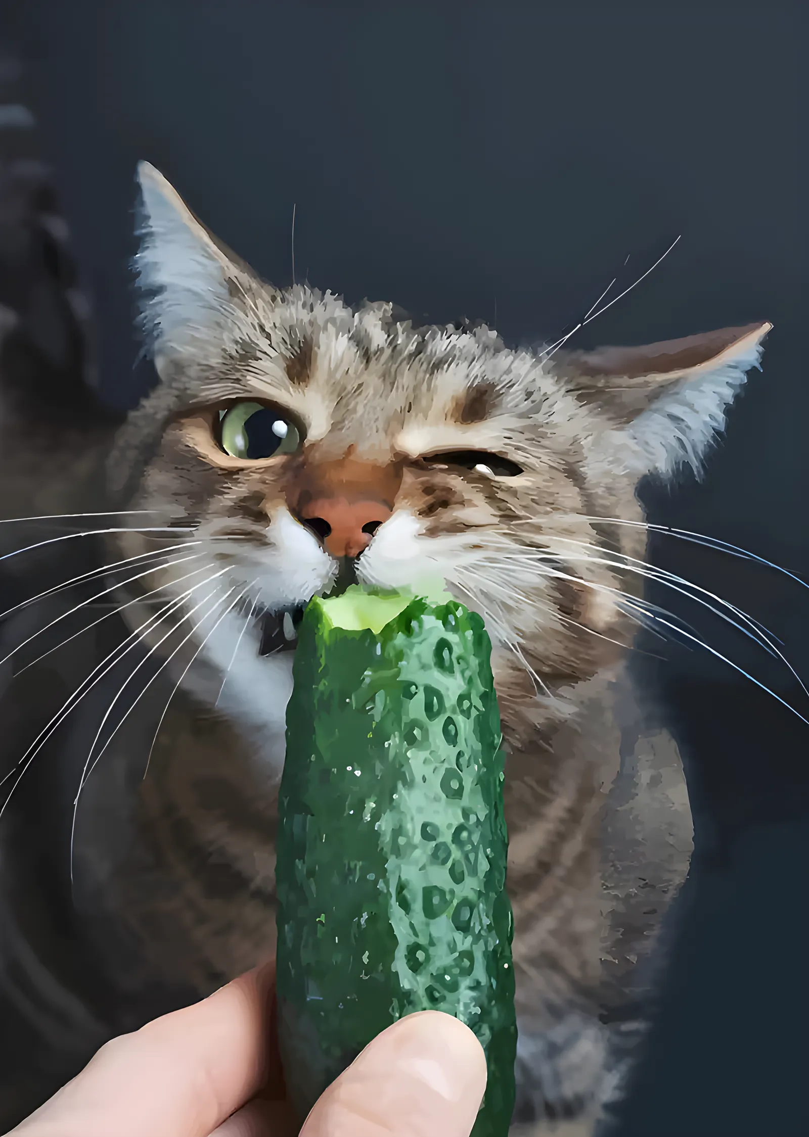 Salatalık Yiyen Kedi metal tablo