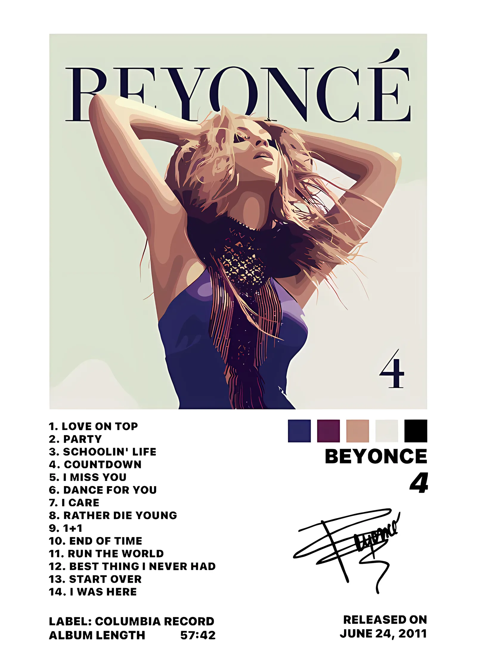 Beyoncé - 4 Albüm Künyesi metal tablo