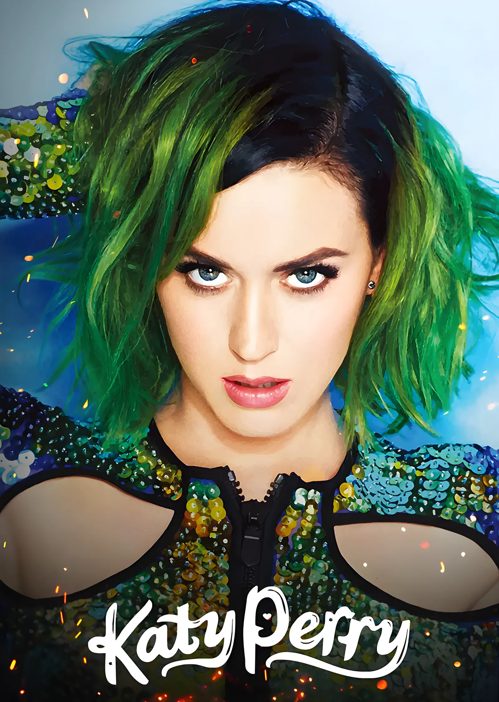 Katy Perry: Yeşil Saç metal tablo