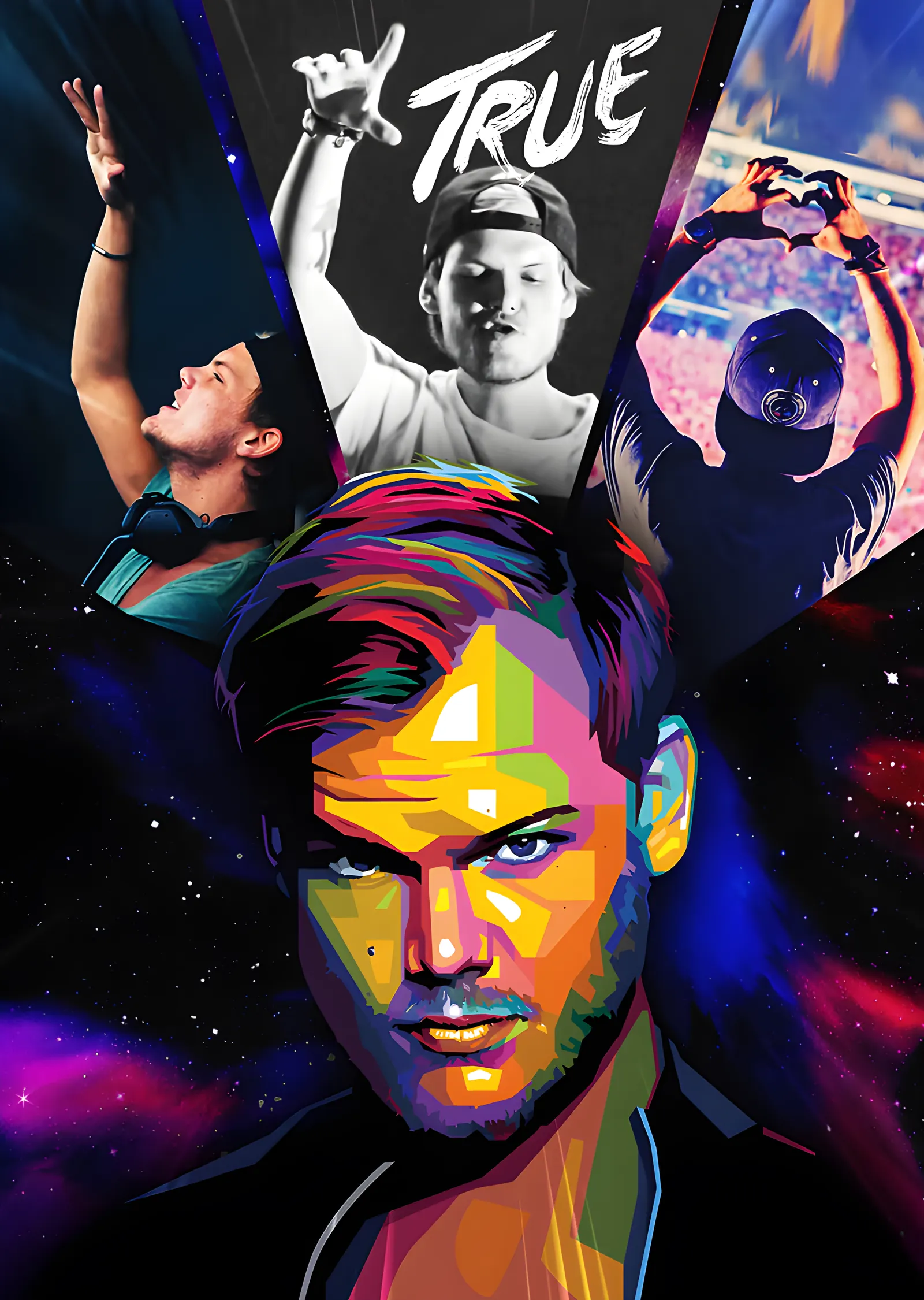 Avicii - True Kolaj Portresi metal tablo