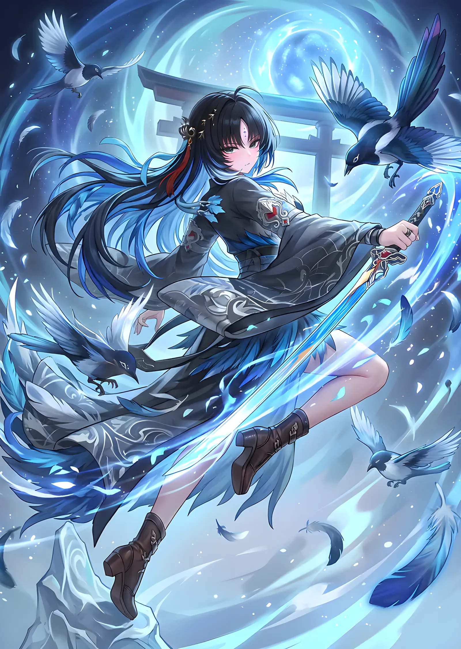 Mavi Enerjiyle Anime Karakteri metal tablo