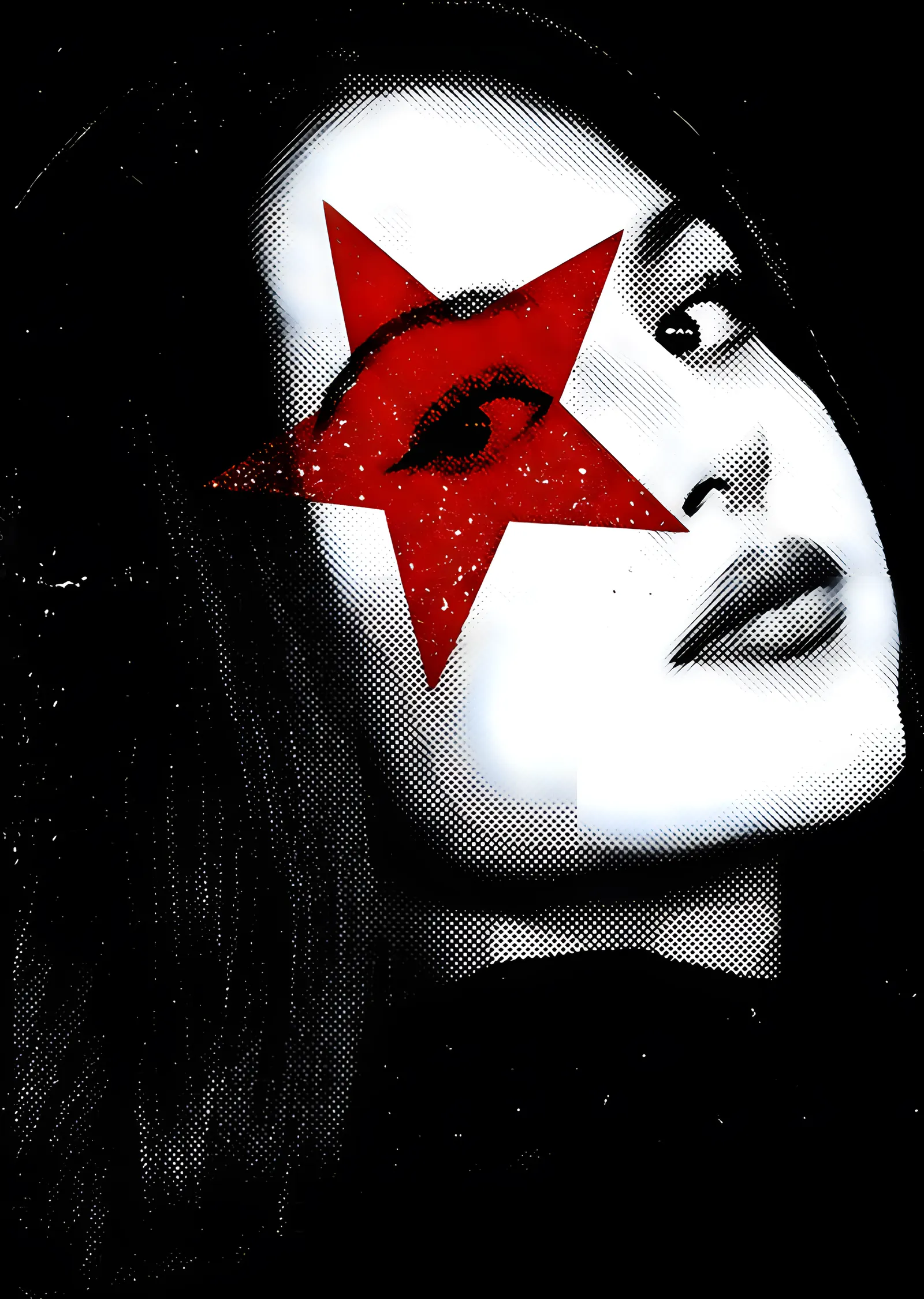 Kırmızı Yıldızlı Kadın Portresi metal tablo