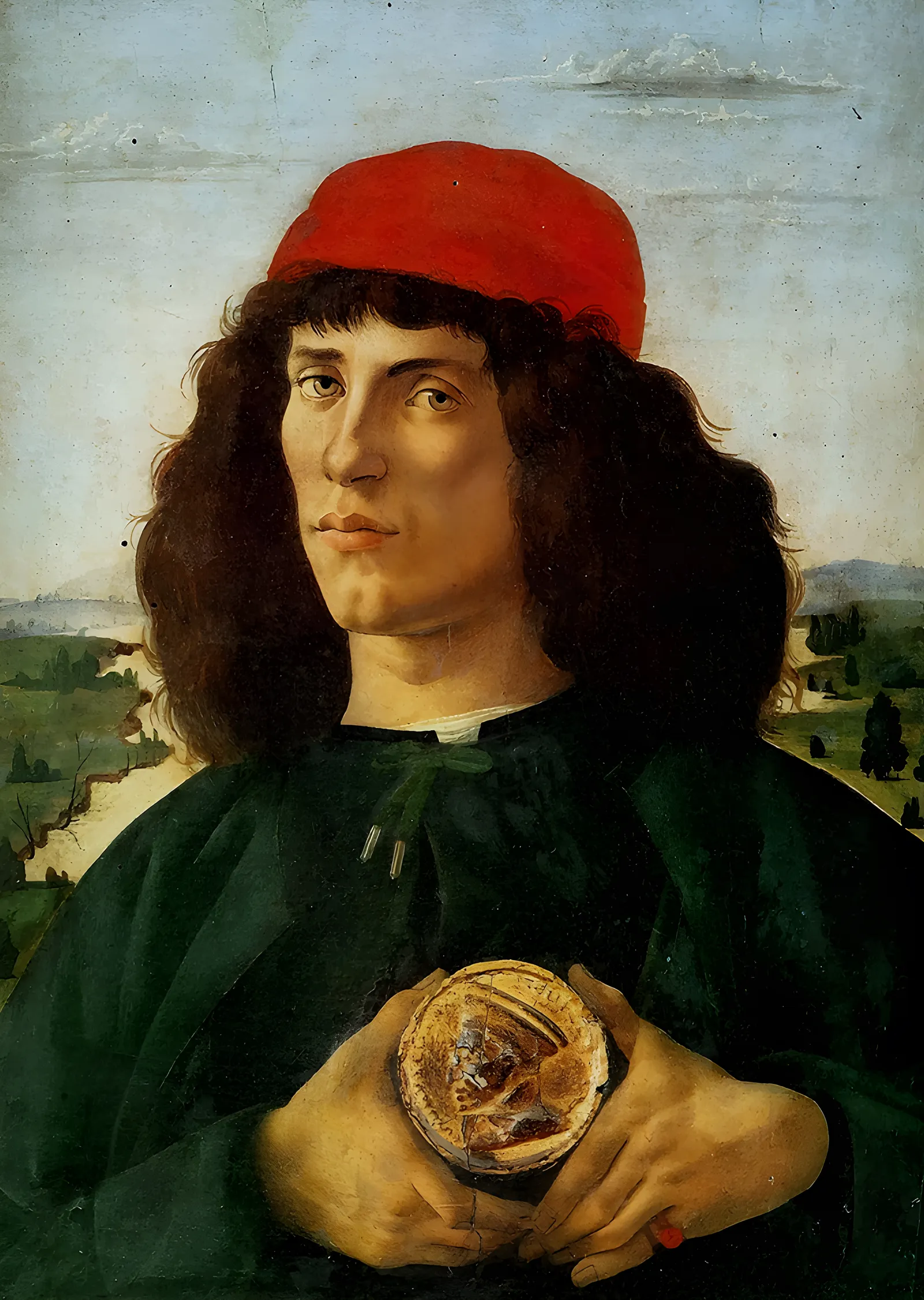 Botticelli - Madalyonlu Genç metal tablo