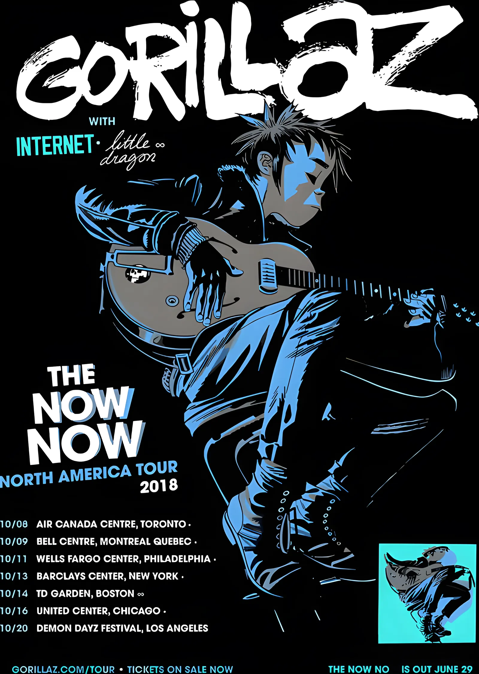 Gorillaz - The Now Now Turnesi metal tablo