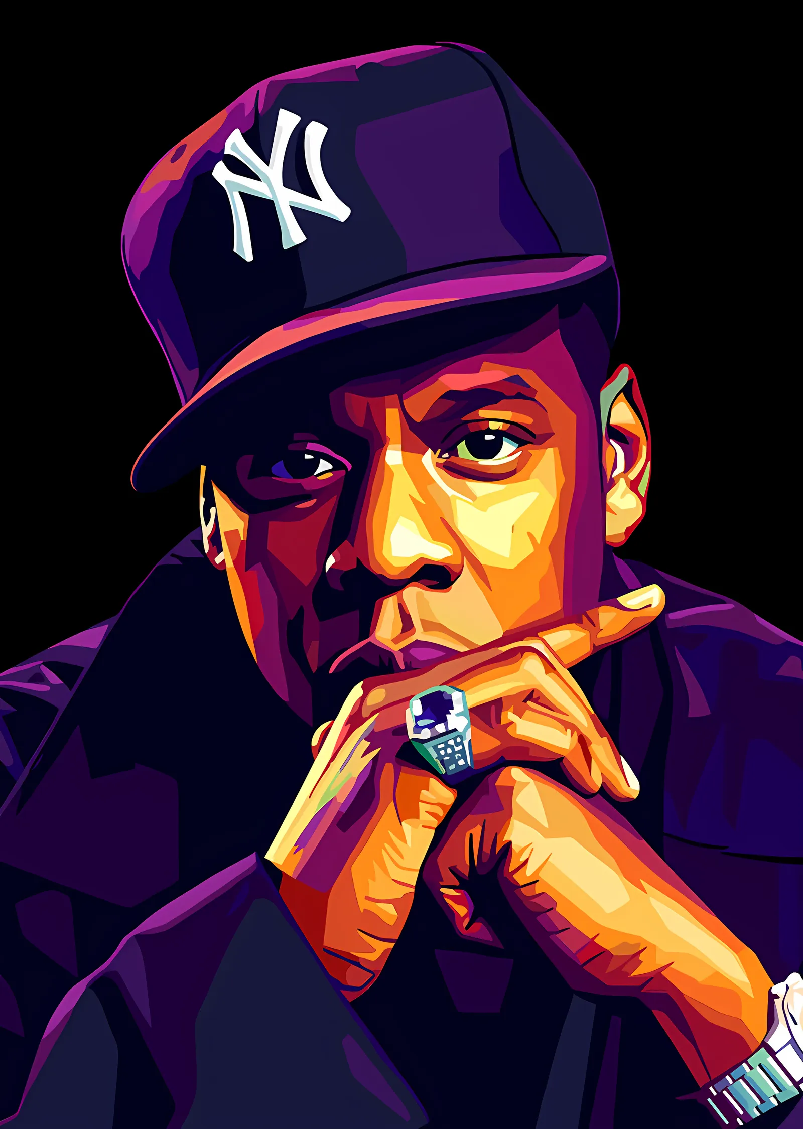 Jay-Z - Mor Zeminde Pop Art Portre metal tablo